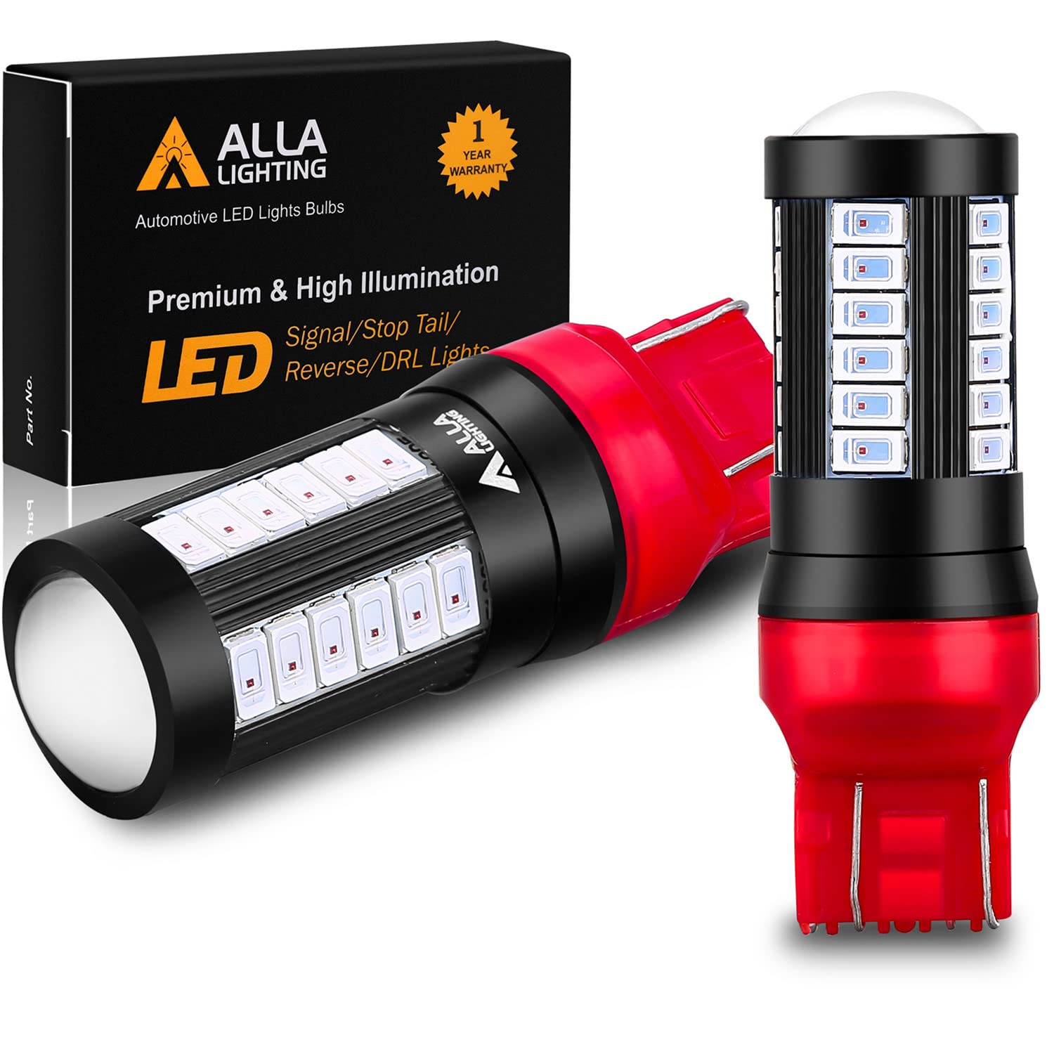 Alla Lighting 2800Lm T20 Wedge 7440 7443 Led Bulbs, Red Brake Tail Lights/Turn Signal Blinker Lamps 7444 7440Ll 7443Ll Xtreme Su