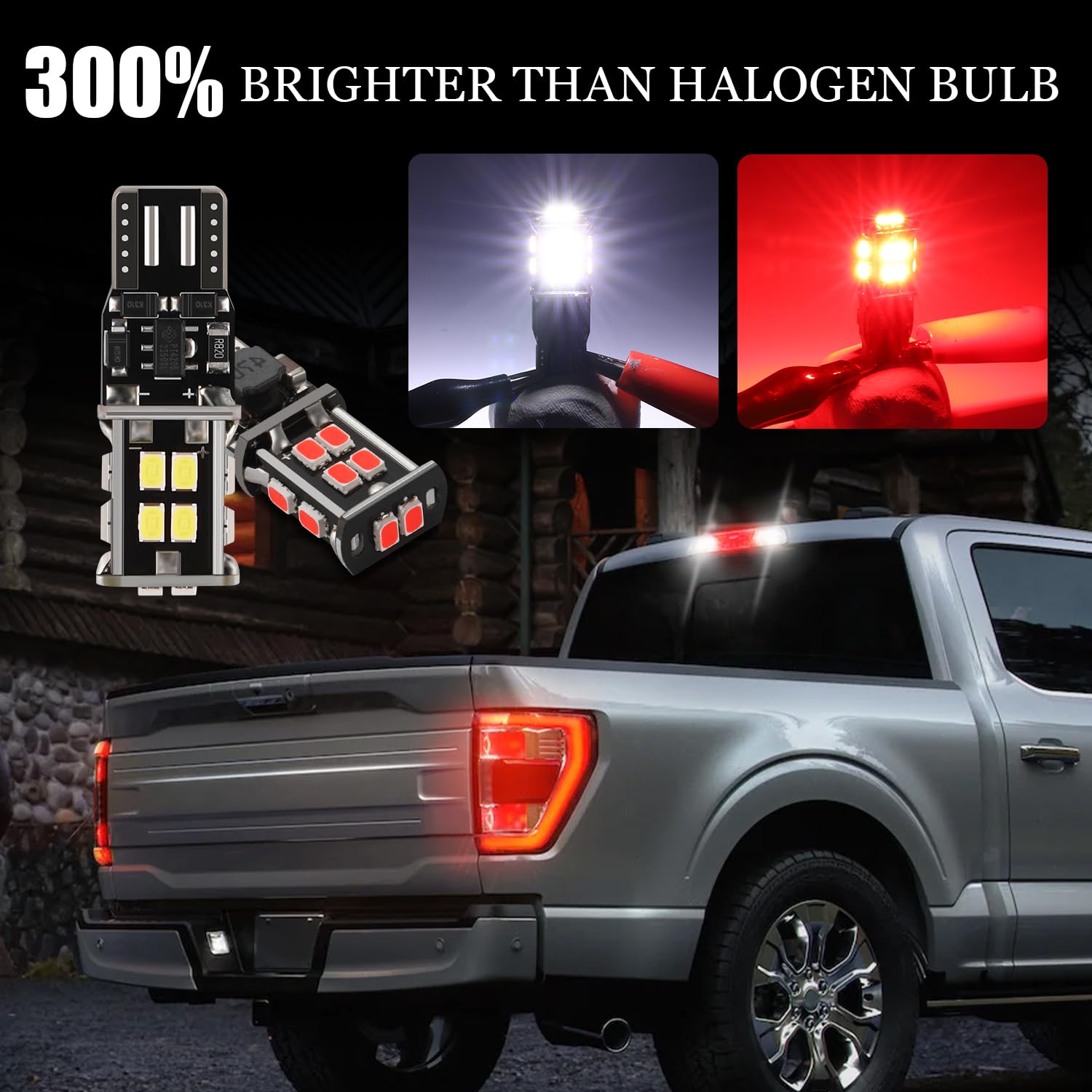 KISLED 194 LED Bulbs, Extremely Bright, 12-24V, Aluminum, White/Red, Model KISLED-194-3020-14WR