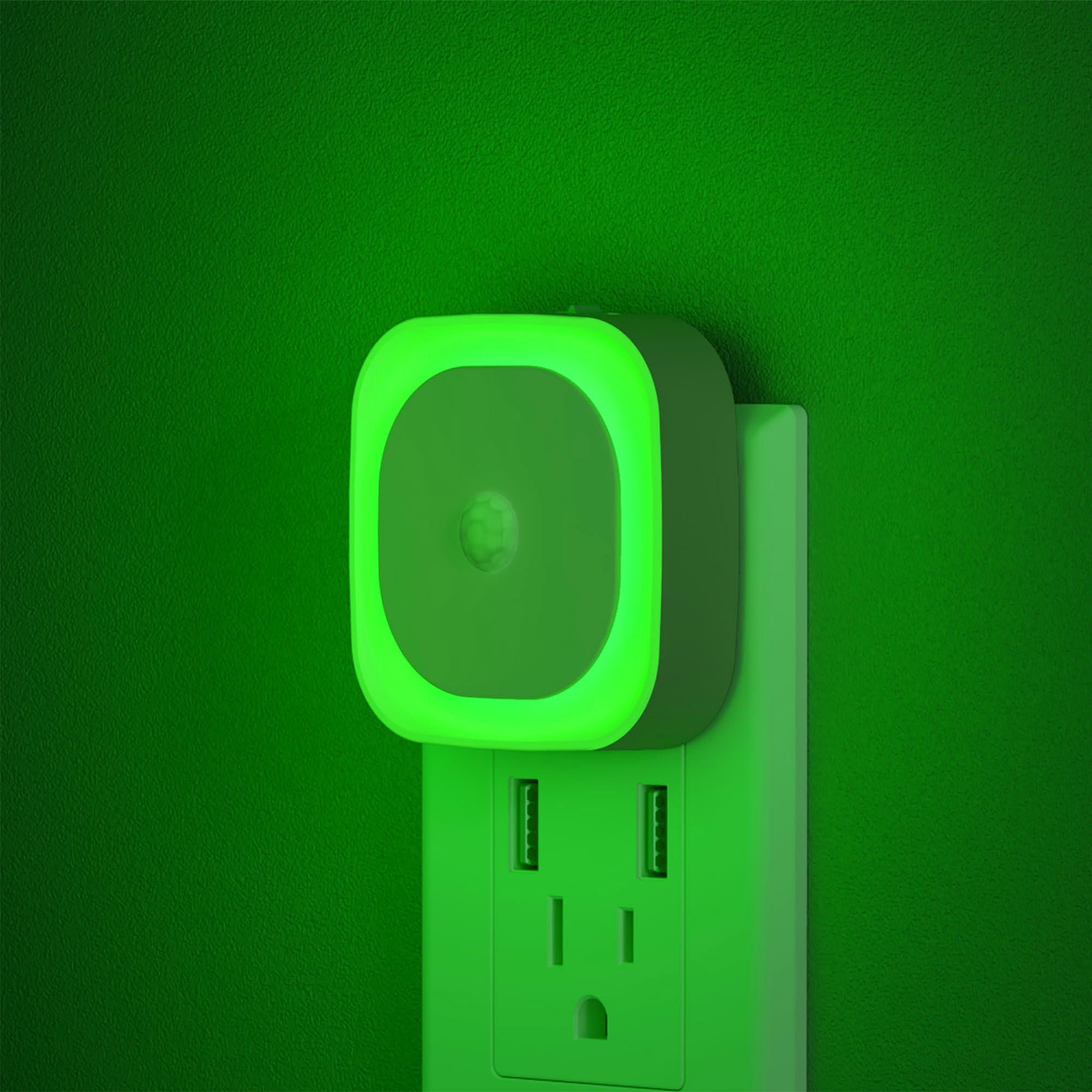 YUNLEX 2 Pack Plug in Night Light with Motion Sensor & Dusk to Dawn Sensor, 3 Sensor Modes, Auto ON/OFF, Dimmable Reflected Ligh