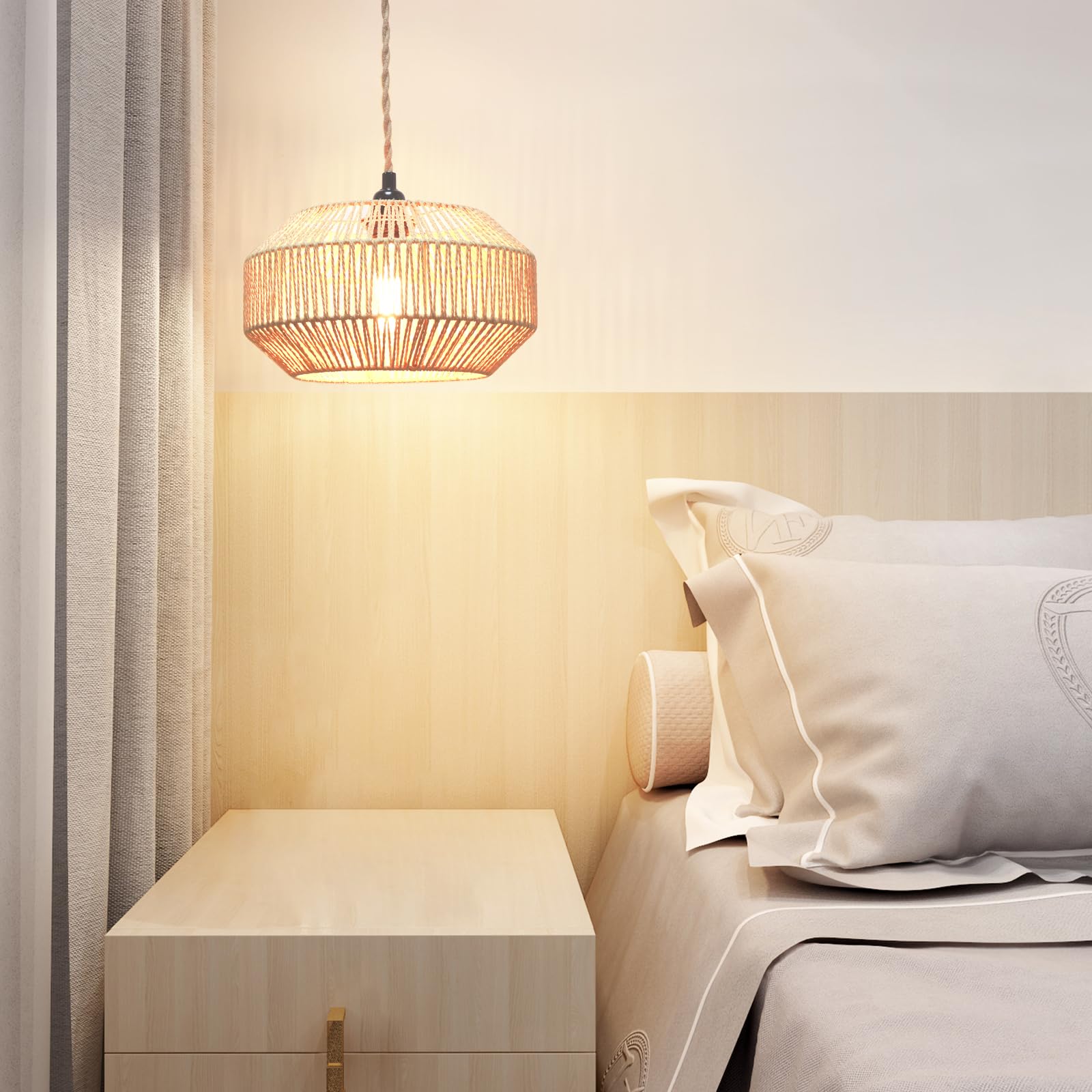 Garvot Hanging Lamp Plug In Pendant Light Rattan Hanging Lights With Plug In Cord Hanging Lamp Hanging Lights With Plug In Cord