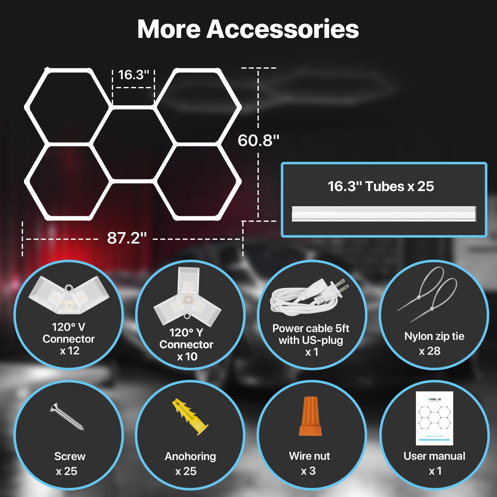 Hyperlite Gen 2 Hexagon Led Lights: 168W 16800Lm 5 Grids Diy Hexagon Led Lights, 6500K Ultra Bright, Easy Install, Durable Desig