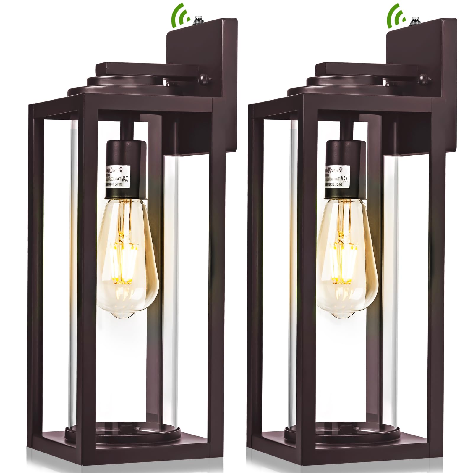 Oil Rubbed Bronze Dusk to Dawn Outdoor Wall Light Fixtures - 2 Packs Exterior Waterproof Outdoor Lighting, Farmhouse Porch Sconc