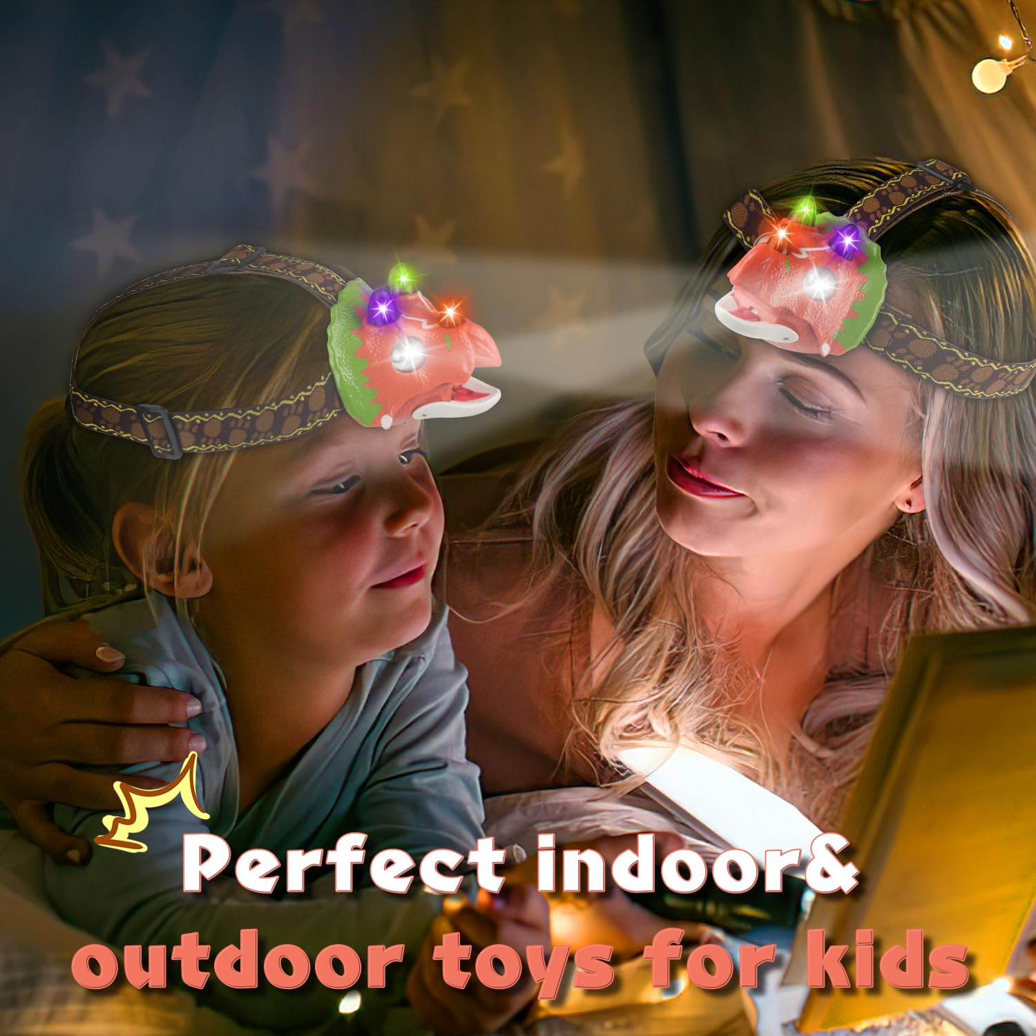 Tigtecgame Dinosaur Headlamp - T-Rex Led Flashlight For Kids, Camping & Outdoor Fun