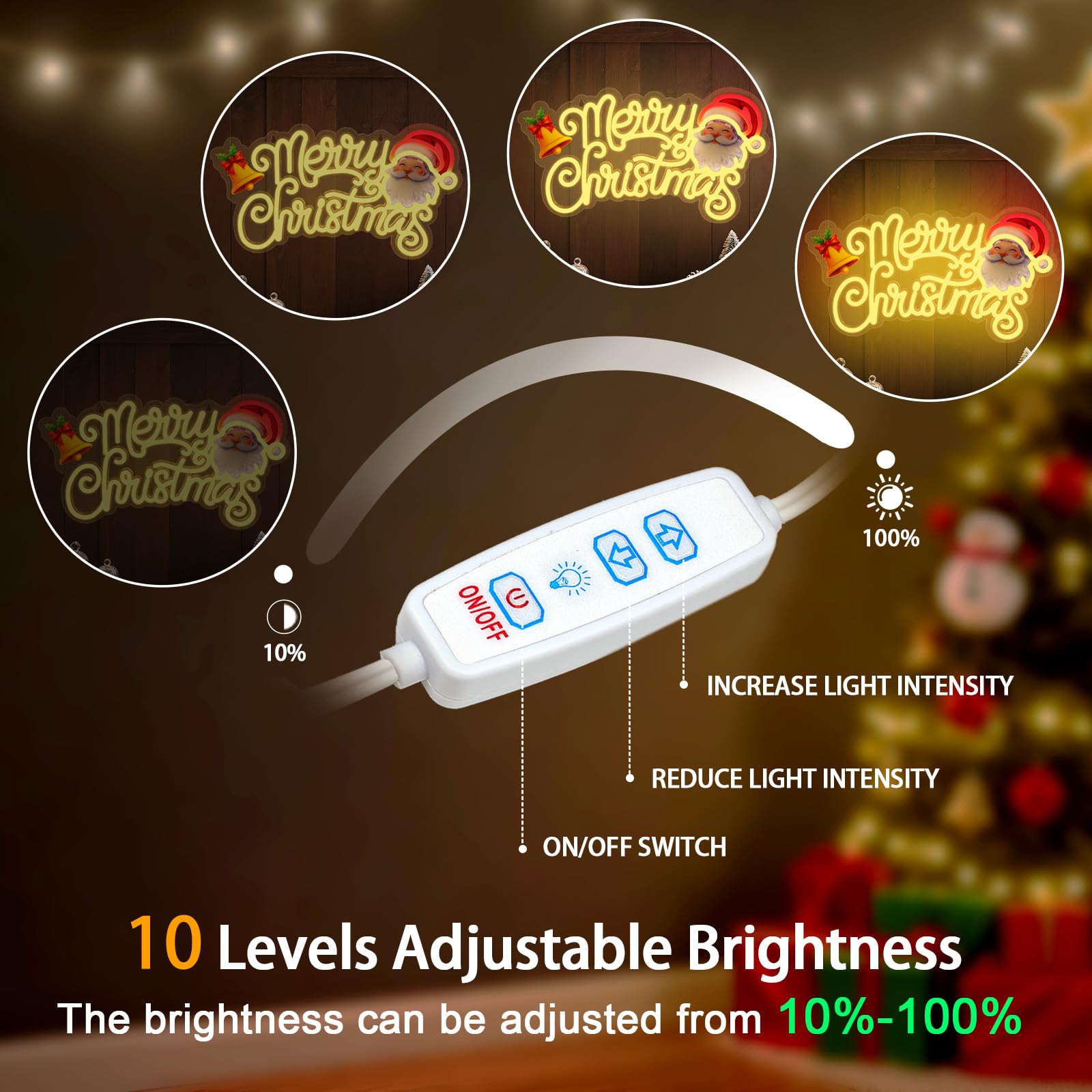 Merry Christmas Neon Sign  Christmas Led Sign Light For Wall Decor  Dimmable Switch Usb Powered Neon Sign  Art Wall Decorative Night Light Gift For Home Indoor Party Kids Bedroom Window Bar Pub Club