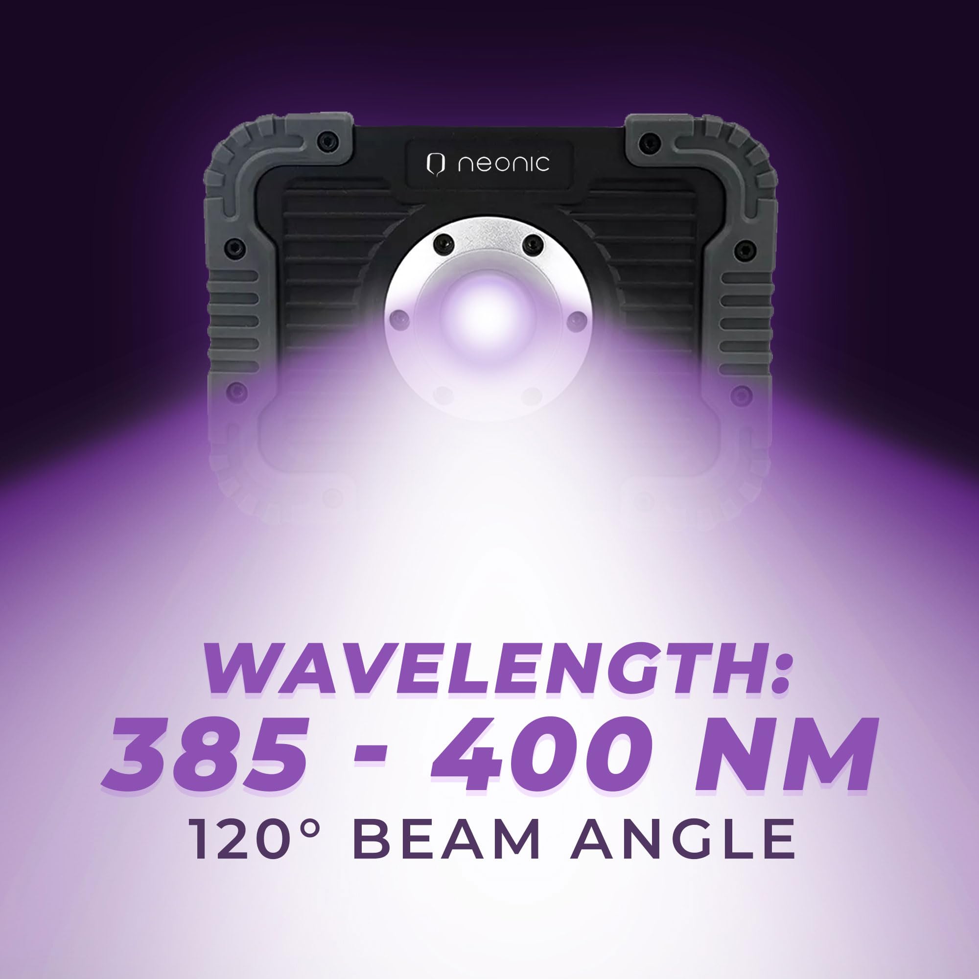 Neonic Rechargeable UV LED Black Light - Cordless 395nm Ultraviolet Flood Light for Neon Glow Parties & Catfishing, Black, 1 Count