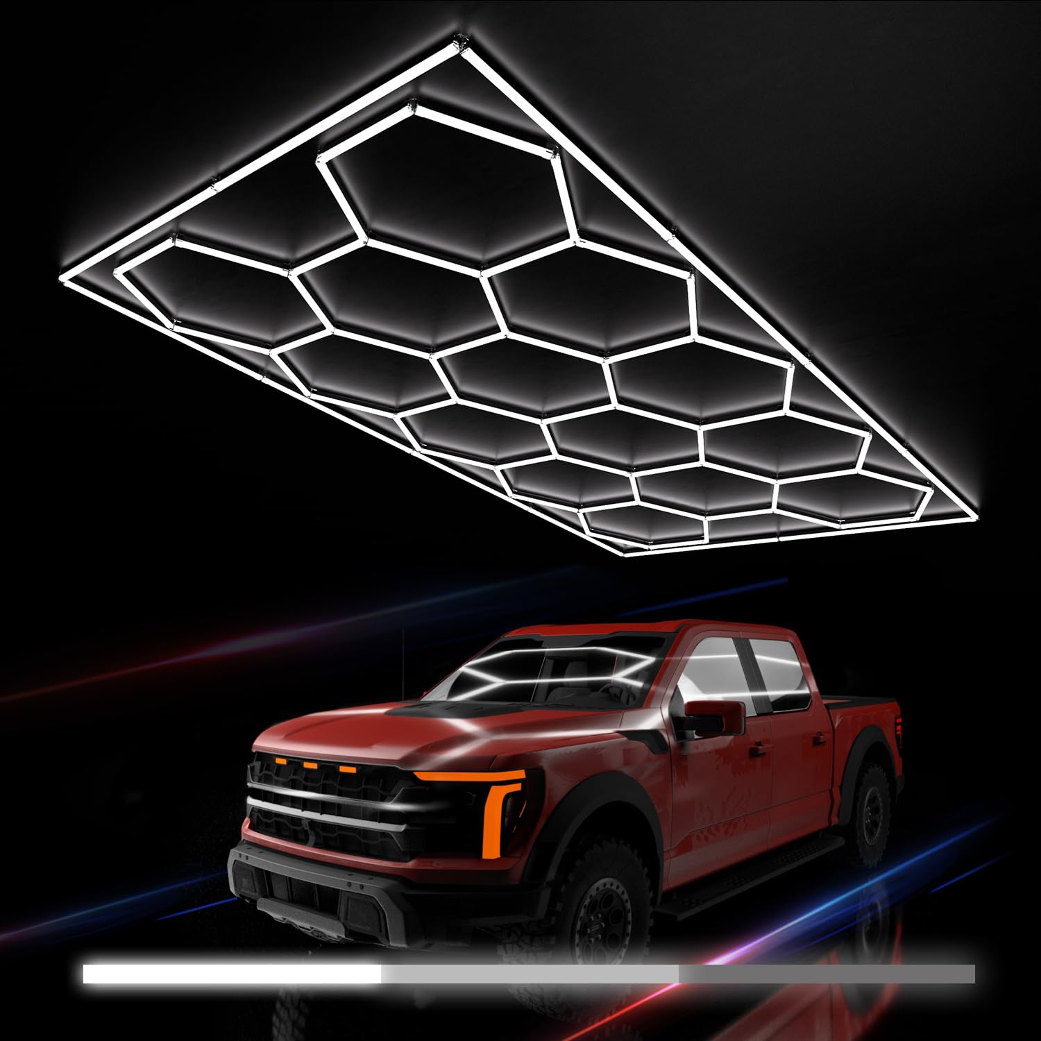 Litezone Hexagon Garage Lights : 3 Level Dimmable 14 Grids Hexagon LED Lights with Rectangle Frame - 6500K Super Bright Hex Light for Garage  Warehouse  Car Detailing Shop  Exhibition Hall  Gym