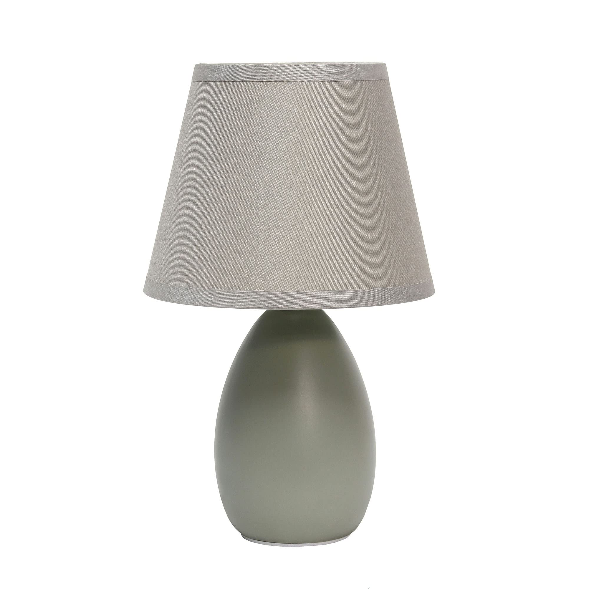 Creekwood Home Gray Ceramic Oblong Table Lamp With Drum Shade, 9.45&quot; Petite Design
