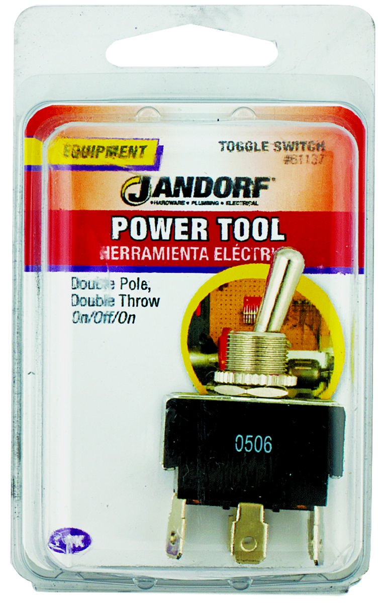 Jandorf DPDT Toggle Switch, On/Off/On, 6 Terminal, Metal, Model 61137
