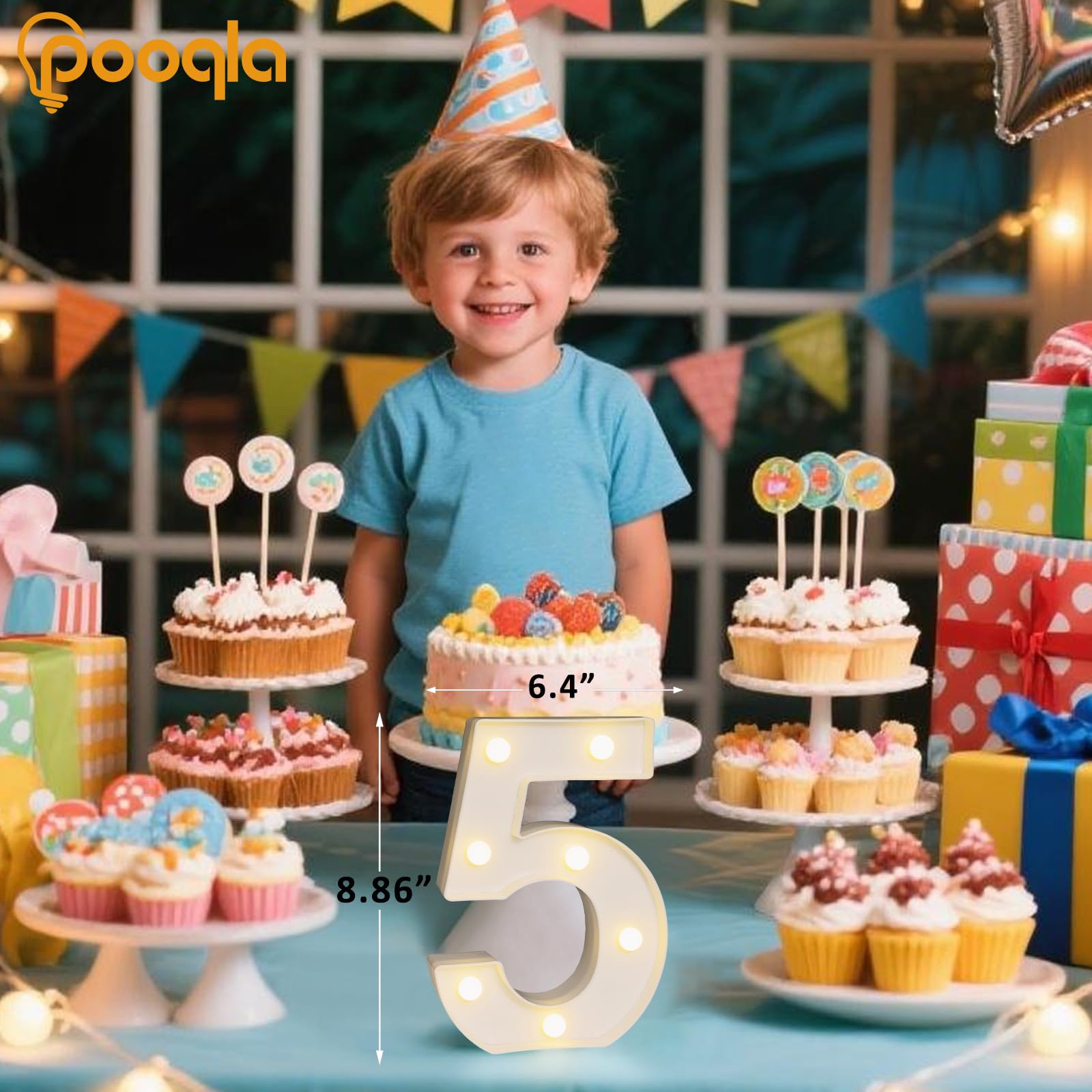 Pooqla Colorful Lighted Numbers With Remote  35 Colors Light Up Numbers For Party  Rgb Led Marquee Number Lights Gift For 5Th Birthday Decorations  Wedding  Bar  Night Light  Home Decor  Number 5