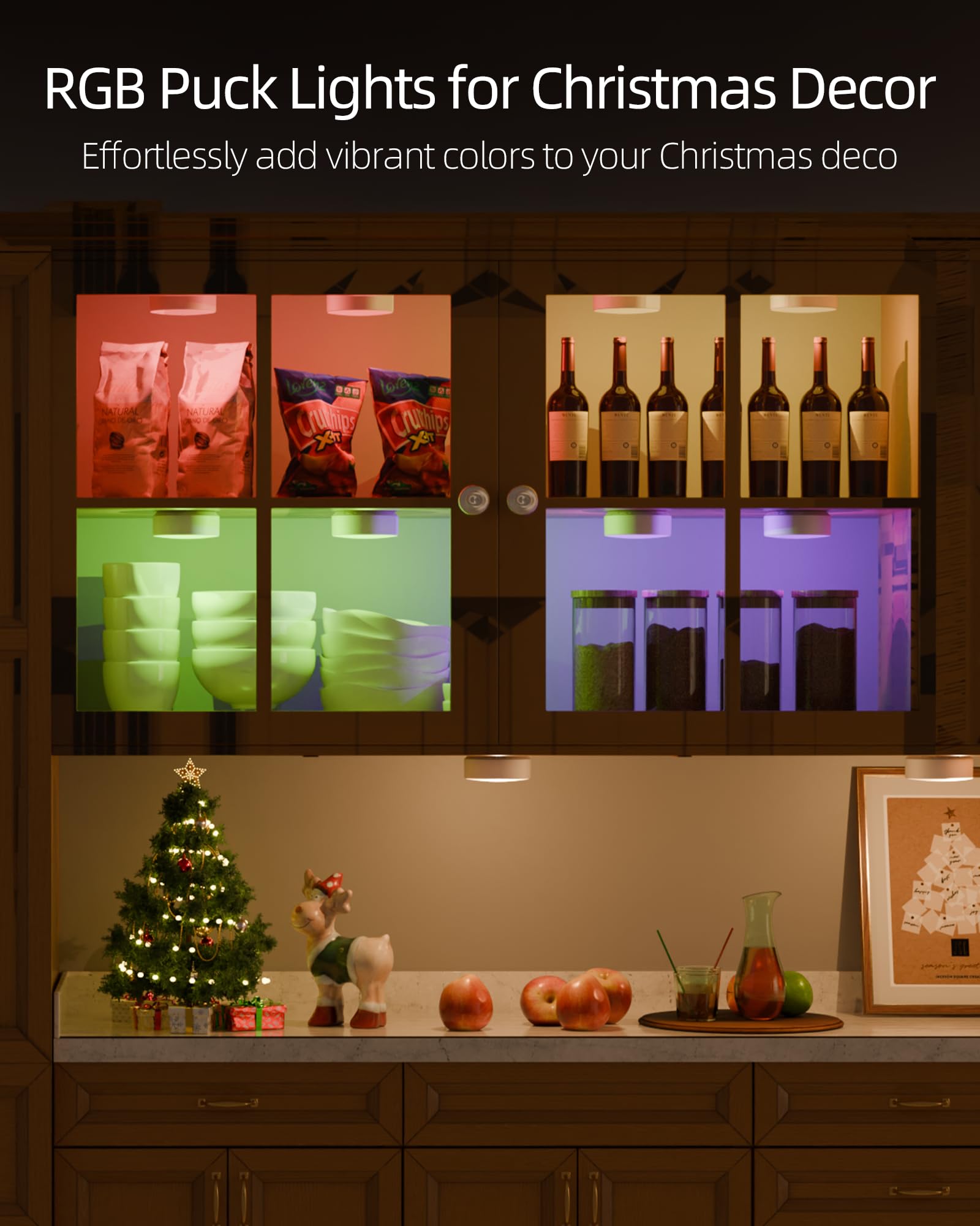EZVALO Puck Lights - Rechargeable RGB LED Tap Light, Wireless Closet Lighting, 3 Pcs, White, Model LT-01