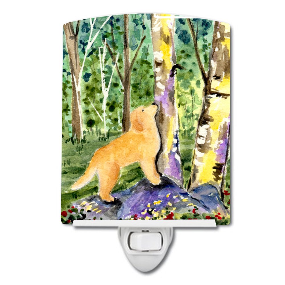 Caroline'S Treasures Ss8887Cnl Golden Retriever Ceramic Night Light Compact, Ul-Certified, Ideal For Bedroom, Bathroom, Nursery, Hallway, Kitchen, 6X4X3, Multicolor