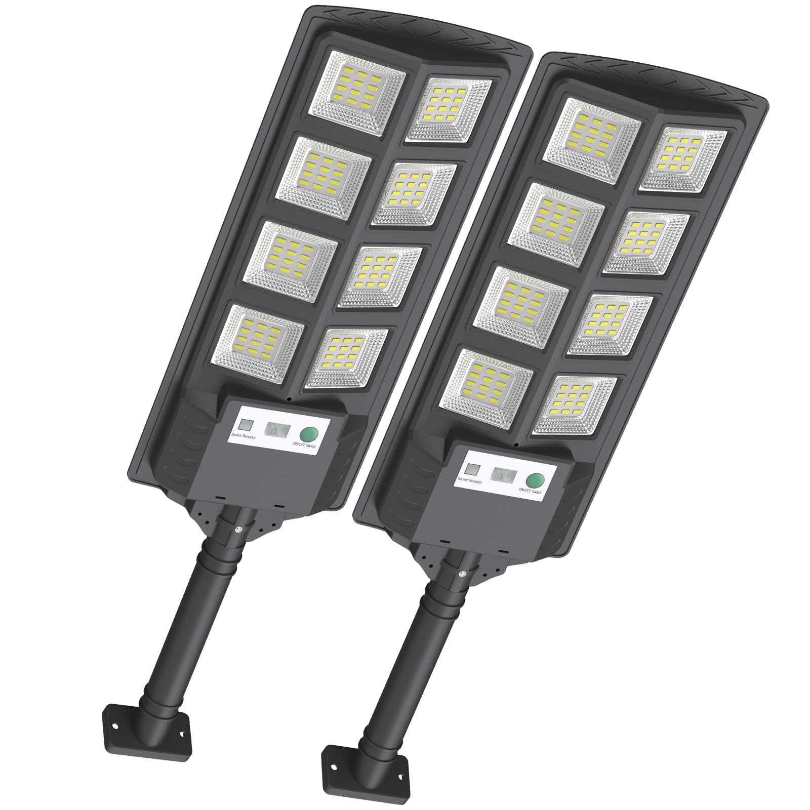 Ecojligoas 200W Solar Street Lights Outdoor Waterproof, 12000Lm Led Solar Parking Lot Lights Dusk To Dawn, Solar Flood Light Wide Angle Motion Sensor And Remote Control For Area Lighting Yard(2 Pack)