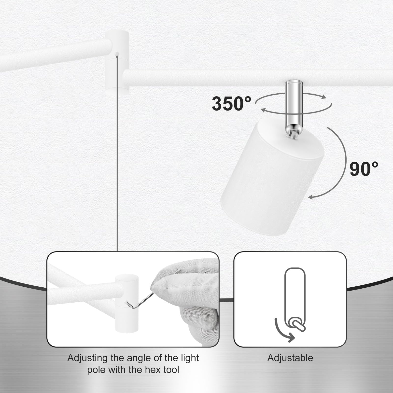 AUQUEE 8 Light Track Lighting Fixtures, Matte White, Rotatable LED Heads, Model AQC0682US, Adjustable for Kitchen/Hallway