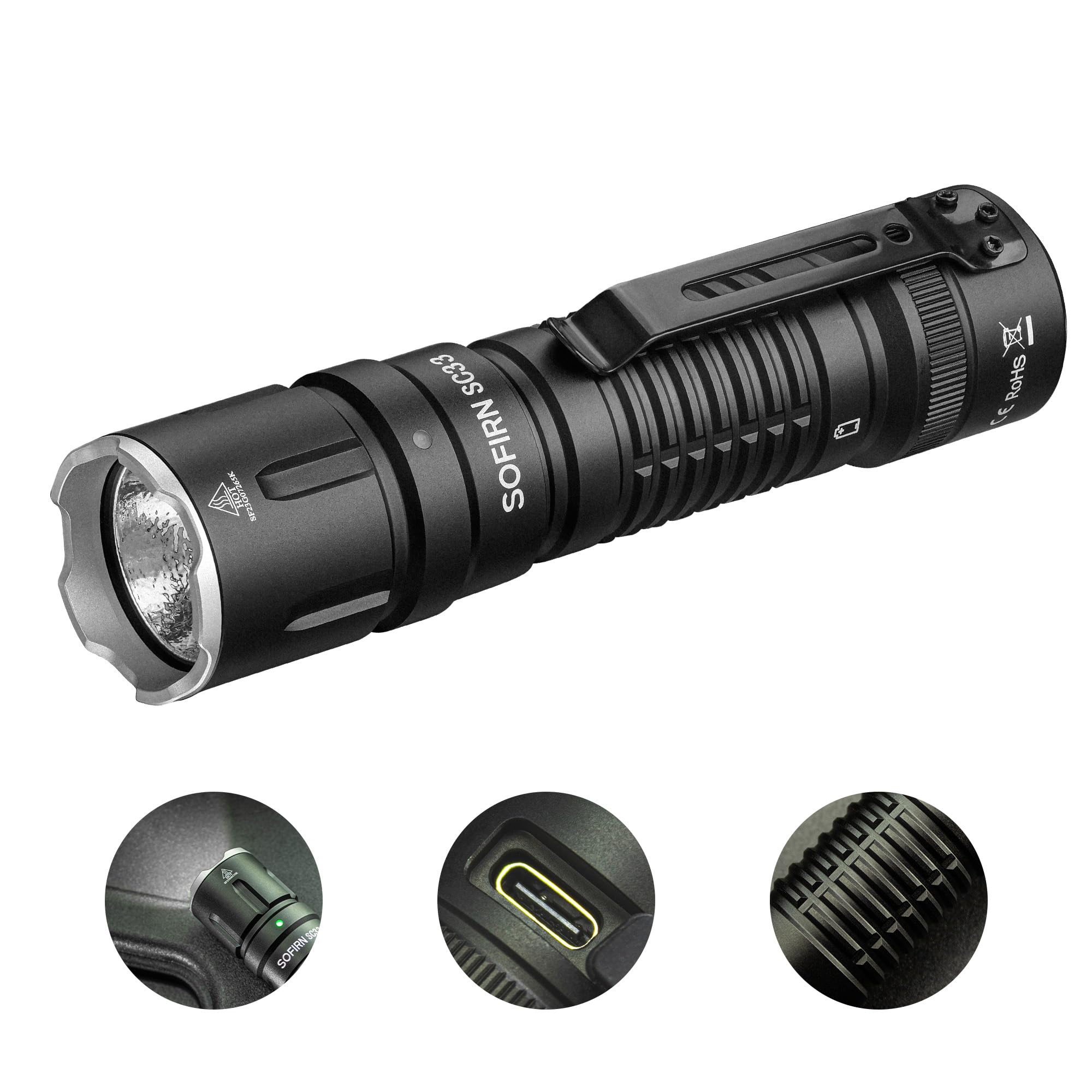 Csteboke Tactical Flashlight 5200 Lumens Waterproof Led Edc Black For Camping & Dog Walking