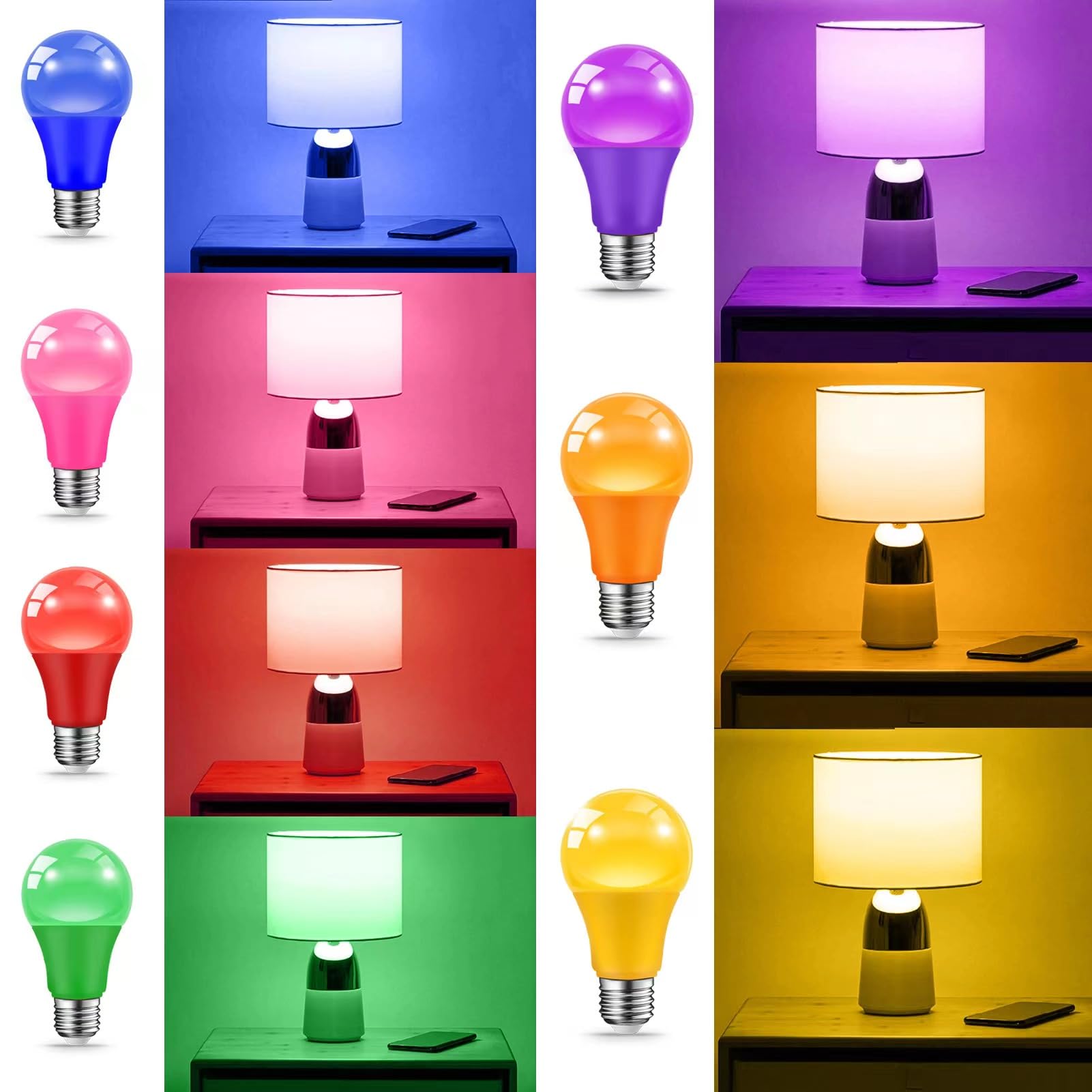 Jaheks Red Green Light Bulbs For Christmas, 9W(60W Equivalent) E26 Base Red Green Bulb For Christmas Halloween,Wedding,Party,Bar,Porch,Holiday Lighting,Home Decor, 2-Pack (Red + Green)