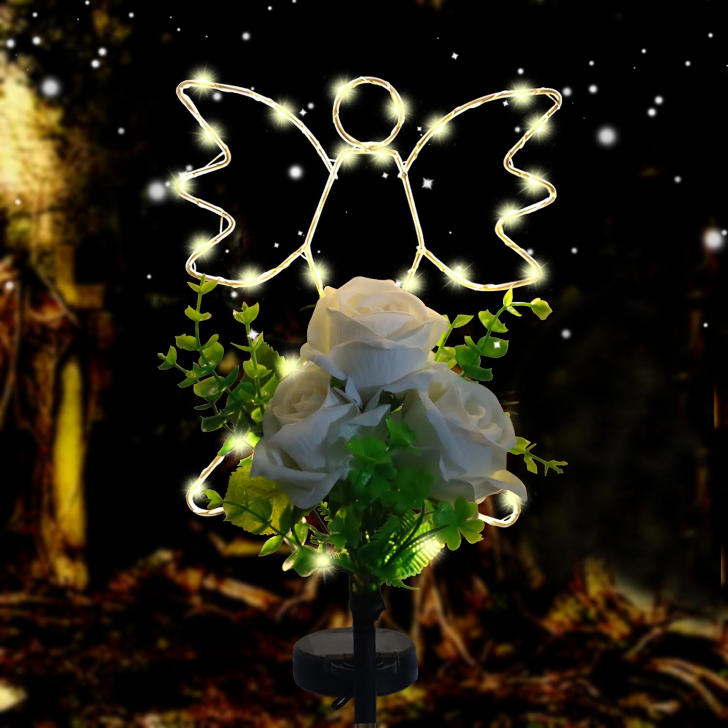 Lmtocs Solar Angel Lights for Cemetery, Memorial Gifts, Angel-Rose Color