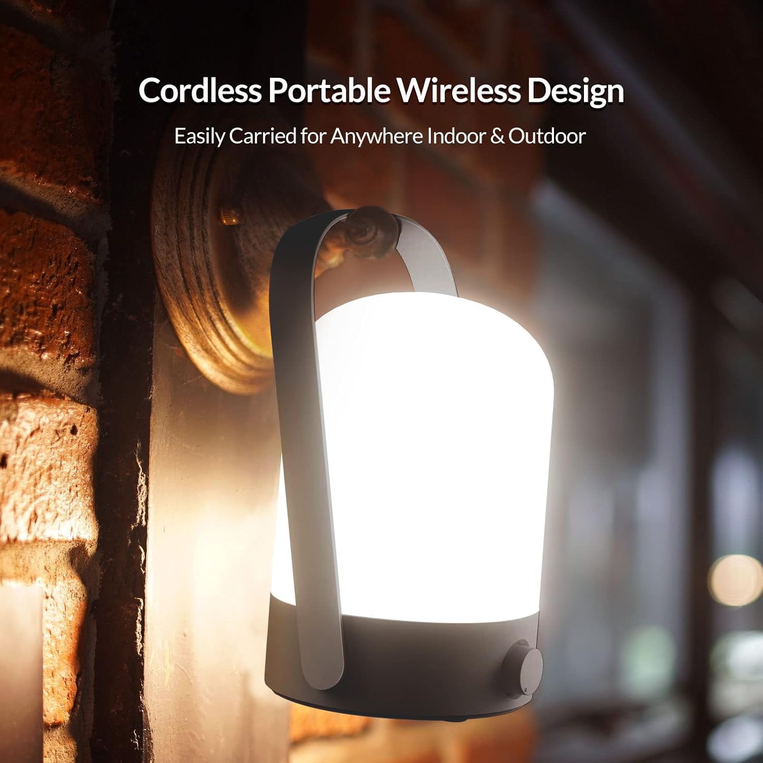 Kleah Portable Cordless Lantern Table Lamp, 360 Portable Handle, Stepless Dimmer, Powerful Long-Lasting 50Hrs, Rechargeable Led