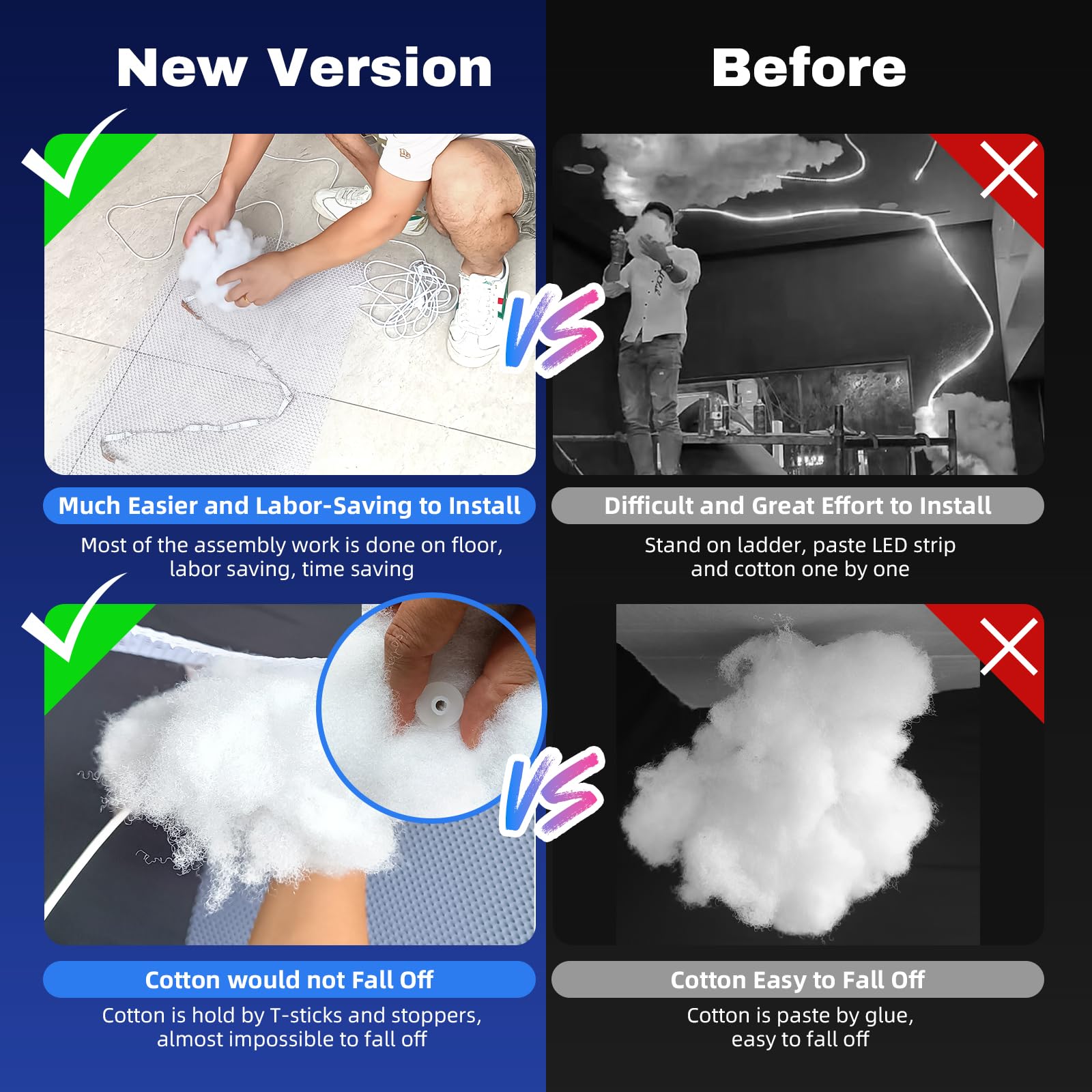 Upgraded 3D Thundercloud Led Light, Cloud Music Sync Multicolor Changing Strip Light, Atmosphere Diy Creative Thunder Cloud Lamp Wall Ceiling Light For Bedroom Gaming Room Party (1 Pcs, 19.75 Ft)