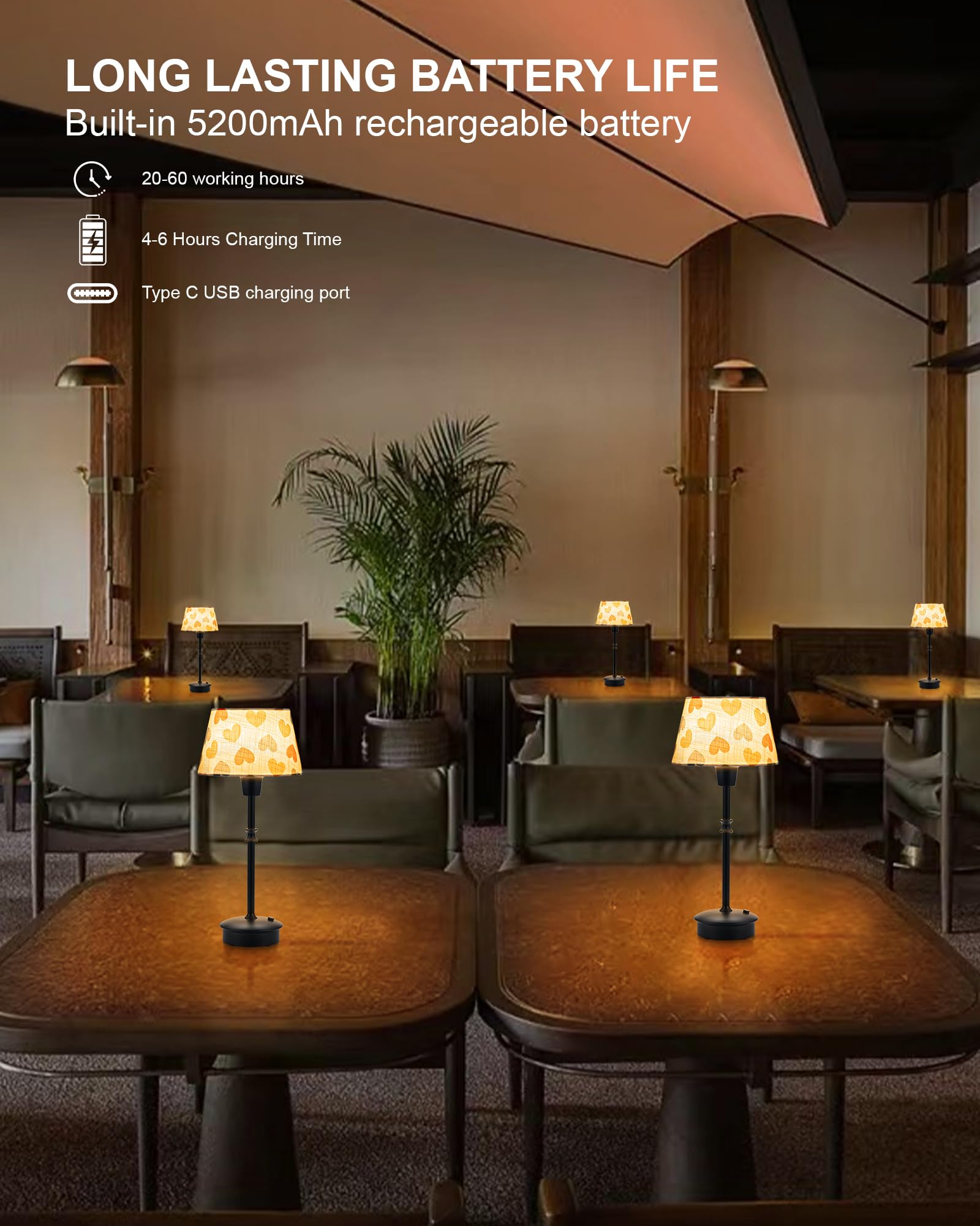 Depecal Cordless Table Lamp With Dimmer, 5200Mah Rechargeable Battery Powered Lamp, 13'' Small Touch Bedside Night Lights, Warm