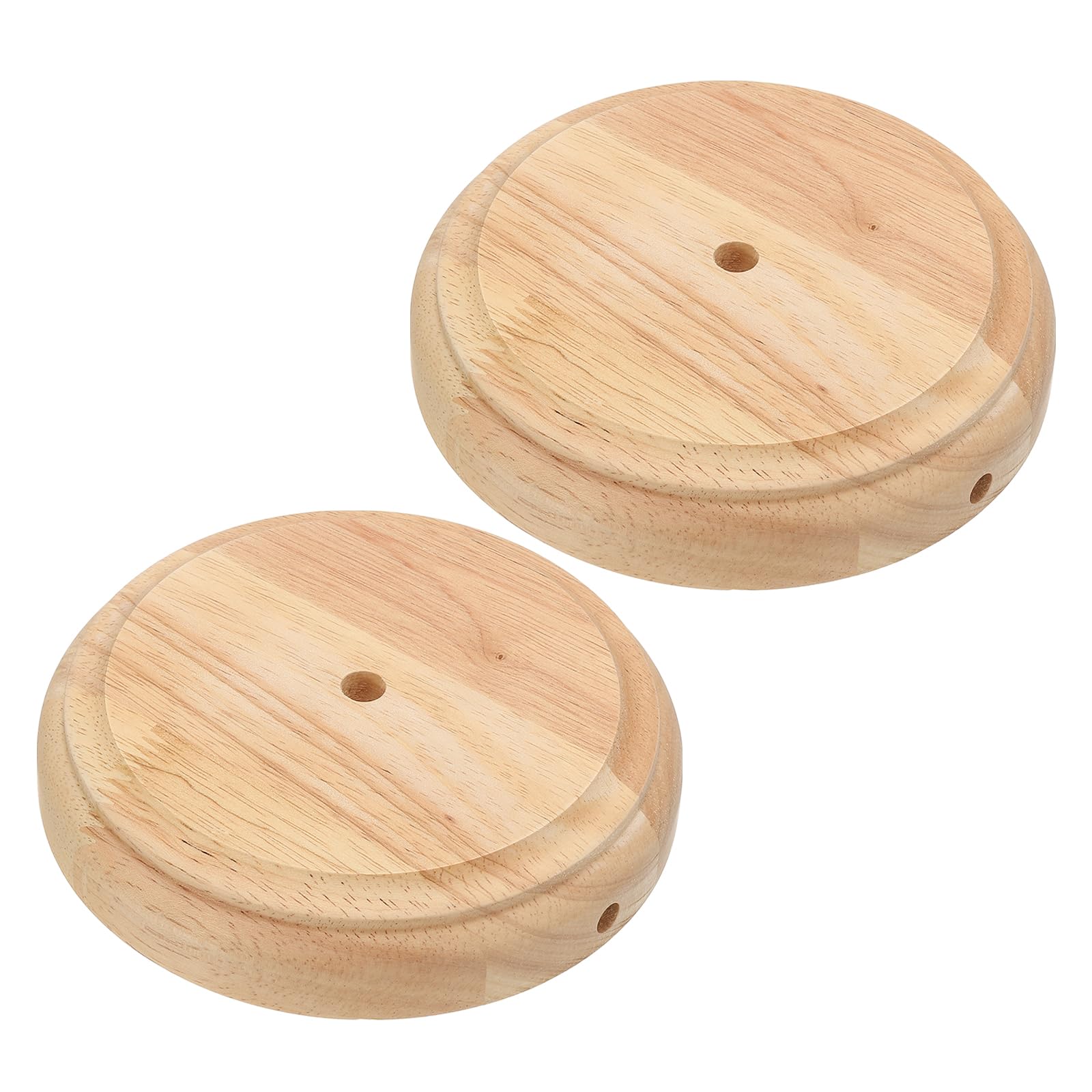Patikil 6.5'' X 1.3'' Wooden Lamp Base, 2Pcs Round Solid Wooden Base Wood Desk Lamp Display Stand Replacement For Bedroom Bedsid