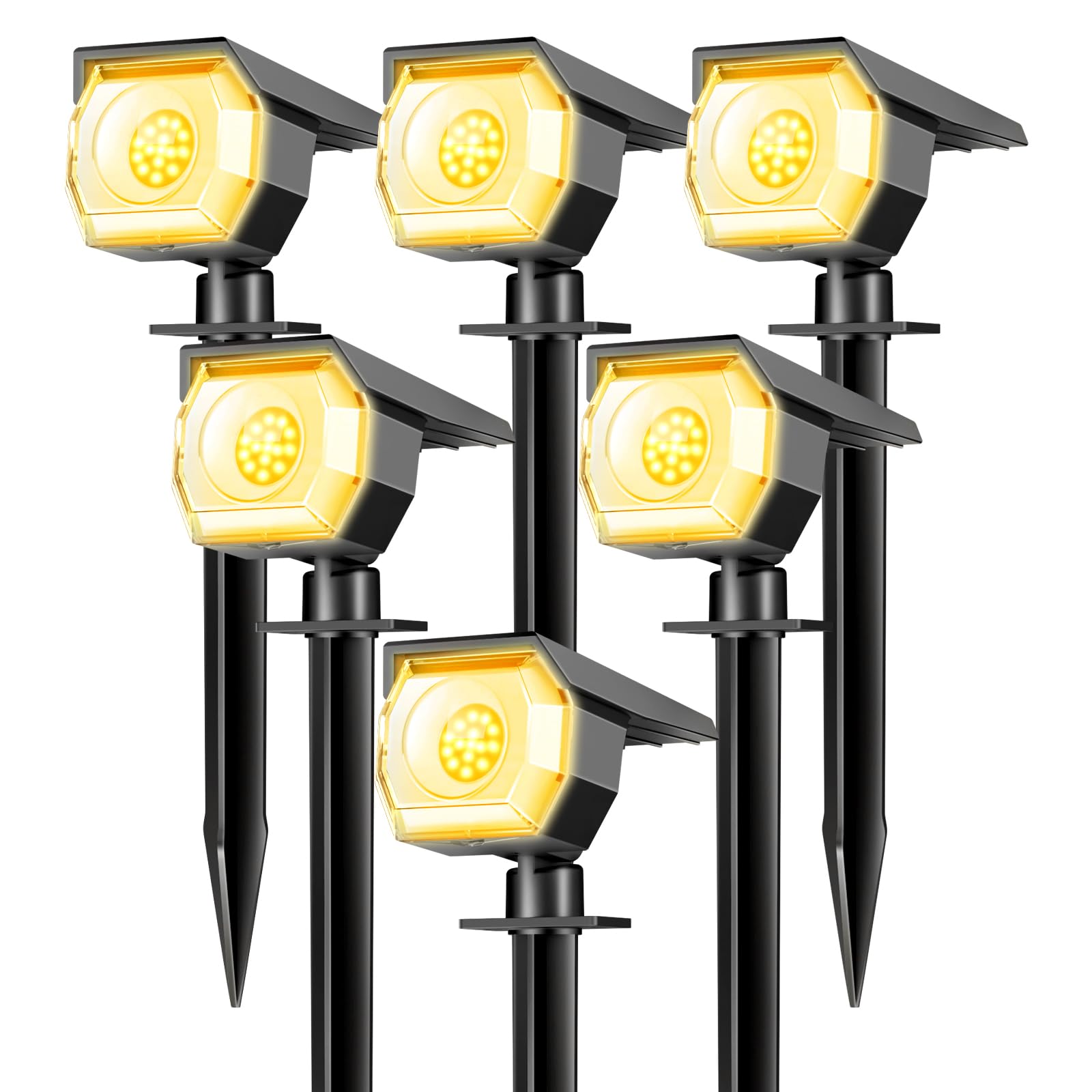 Peasur 6 Pack Solar Spot Lights - Outdoor, Waterproof 2-in-1 Auto On/Off Solar Landscape Lighting for Outside Yard, Wall, Garden