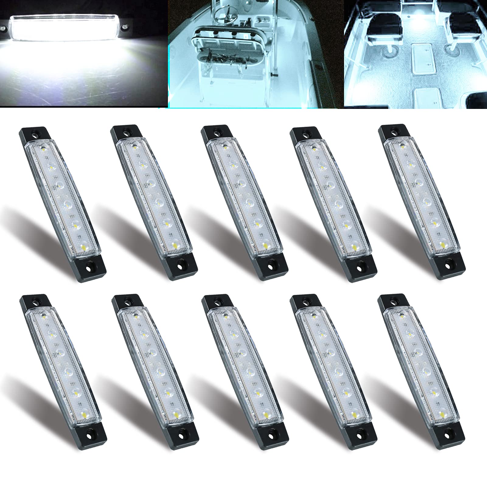 WIMACT Marine Boat Lights, 12V Waterproof Interior Navigation Lighting, 10 Pack, White