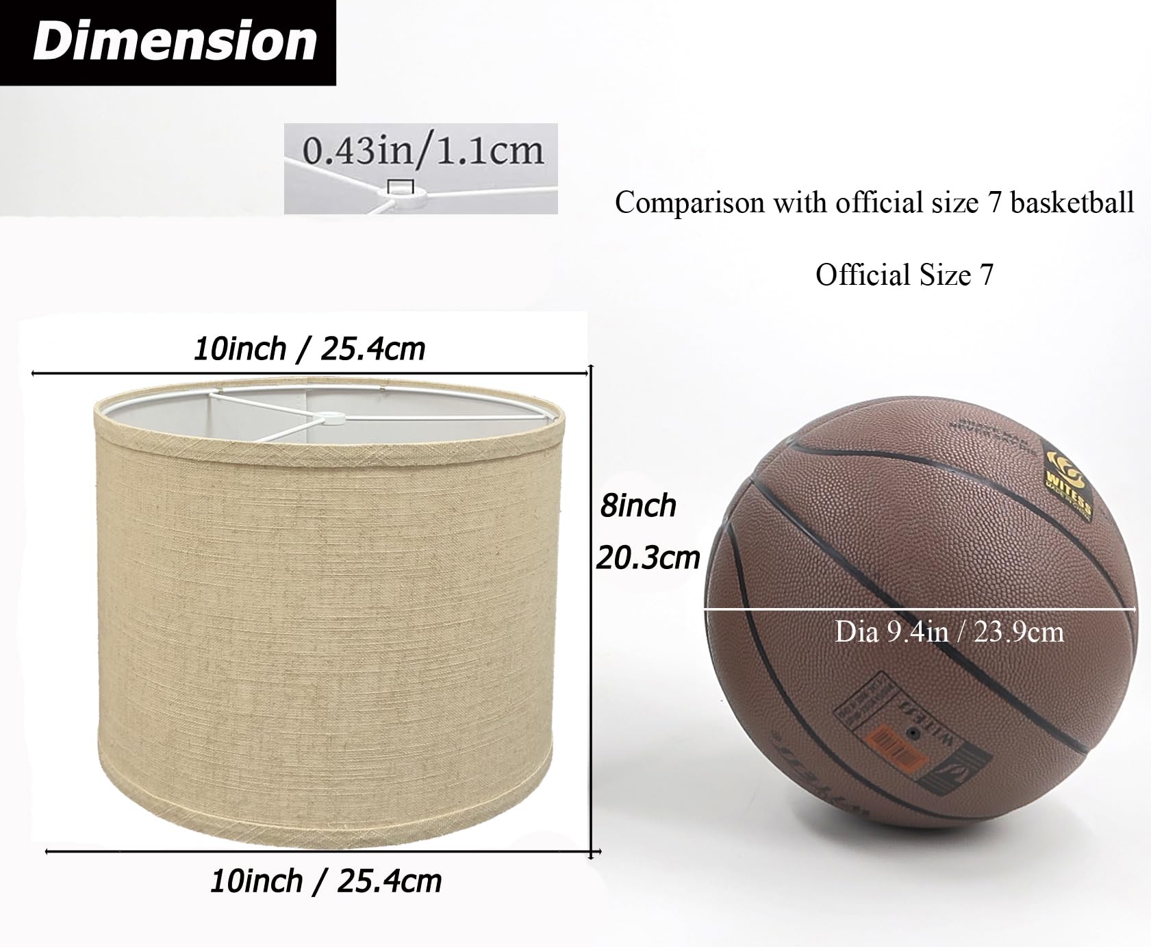WANKAIX Drum Lamp Shades Set of 2, Natural Linen Fabric, Beige, 10inx10inx8in, Model 1103