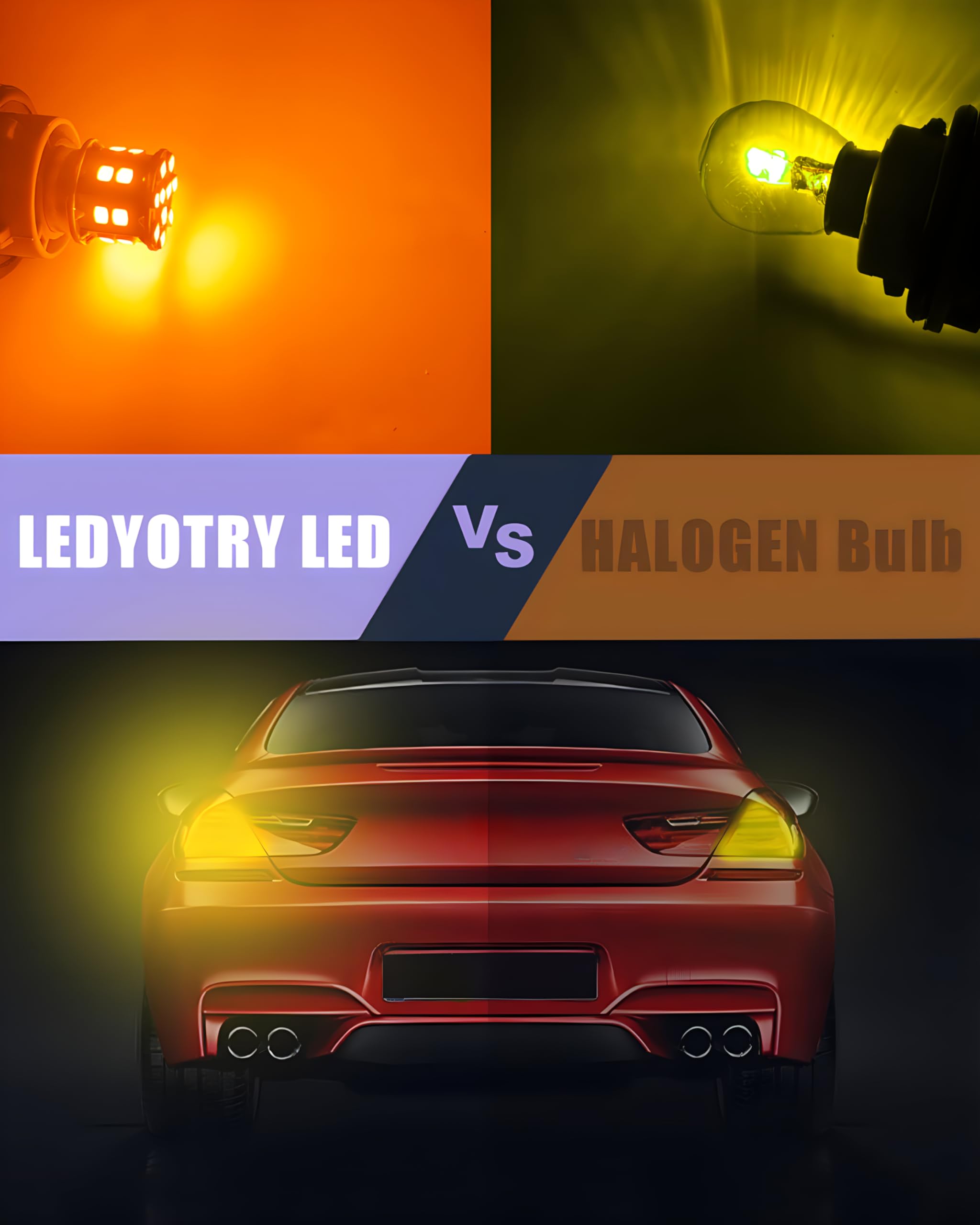LEDYOTRY 3157 LED Bulbs Amber Super Bright Low Power for Turn Signal Blinker Lights, Pack of 2
