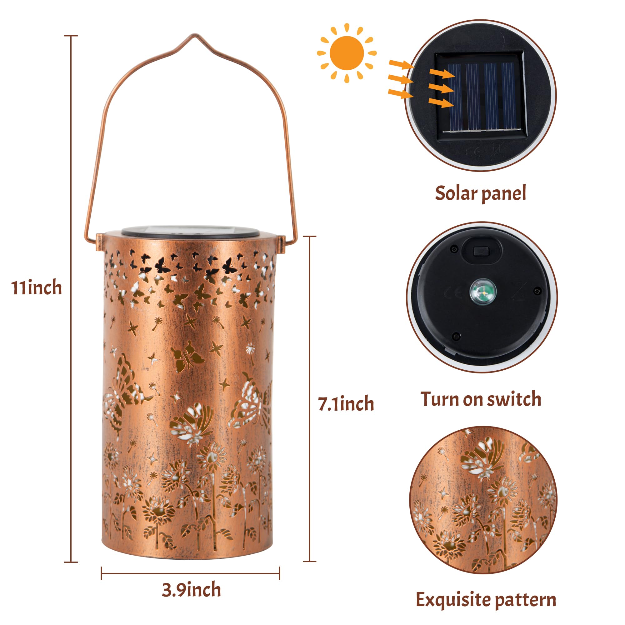 Anytalk Butterfly Solar Lanterns Outdoor Waterproof, Birthday Gifts For Women Mom Grandma, Hanging Solar Lights For Yard, Patio,