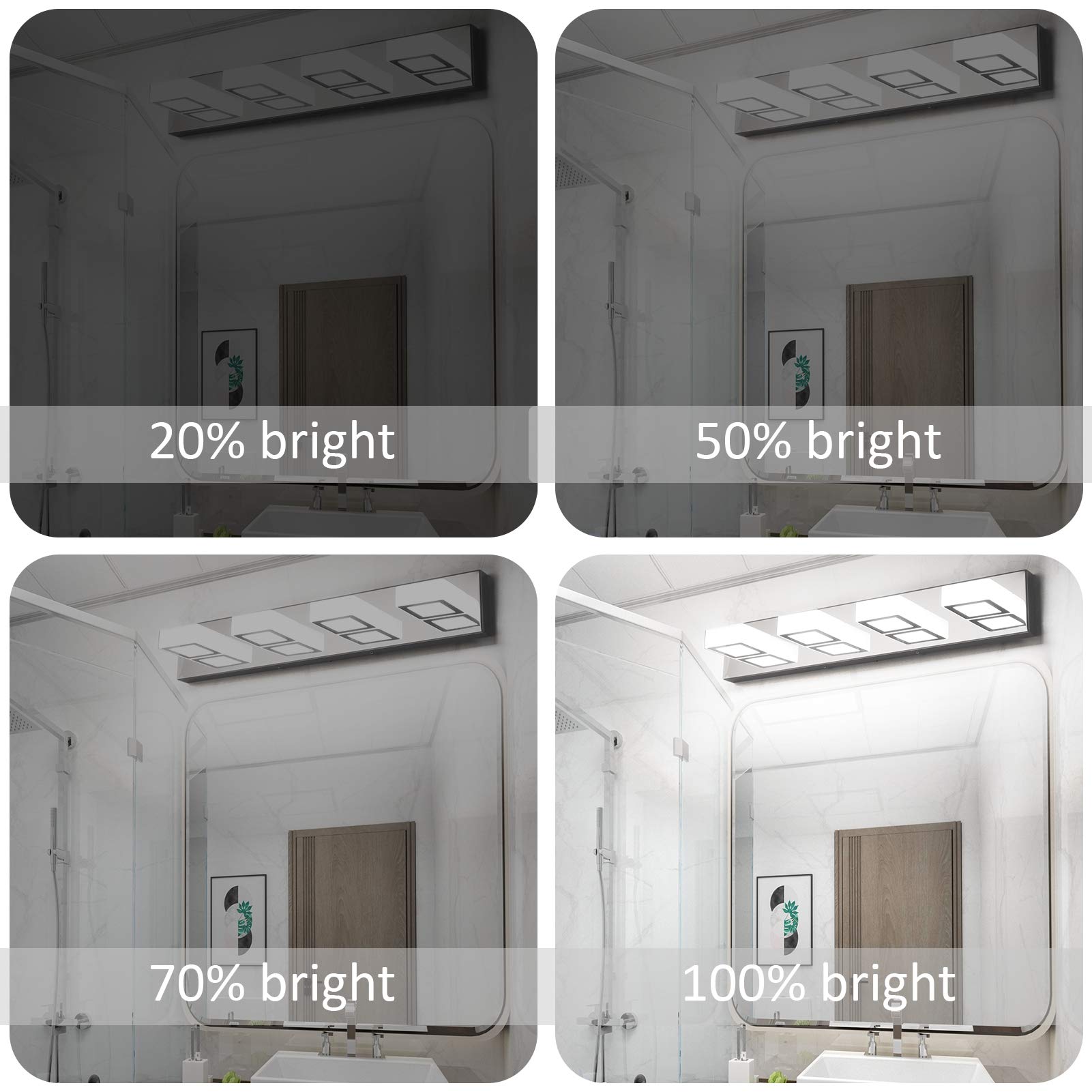 Ralbay D-8590-4T Dimmable Bathroom Vanity Light Fixtures, 4-Light Acrylic, Chrome Finish