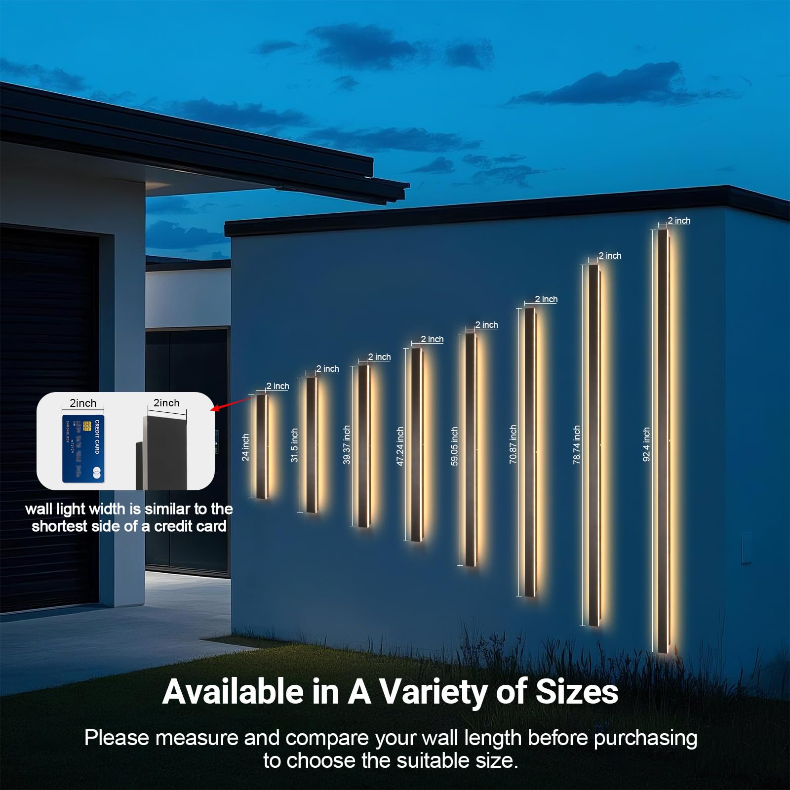 SJIGUANGZ Outdoor Wall Lights, 39 Inch Dimmable LED Sconce, IP65 Waterproof, 2 Pack, Metal, Model HX-WL002-L100-2R