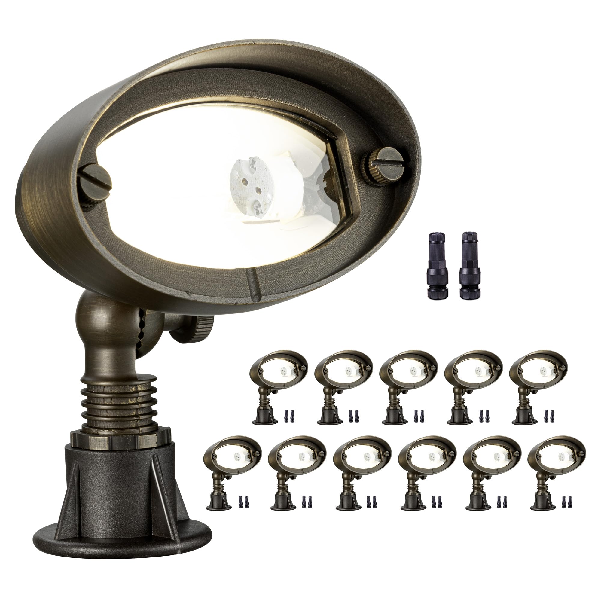 Gardenreet Brass Wall Wash Light - LED Outdoor Flood Lights, 12V Waterproof, Adjustable, 12 Pack Without Bulb, Bronze