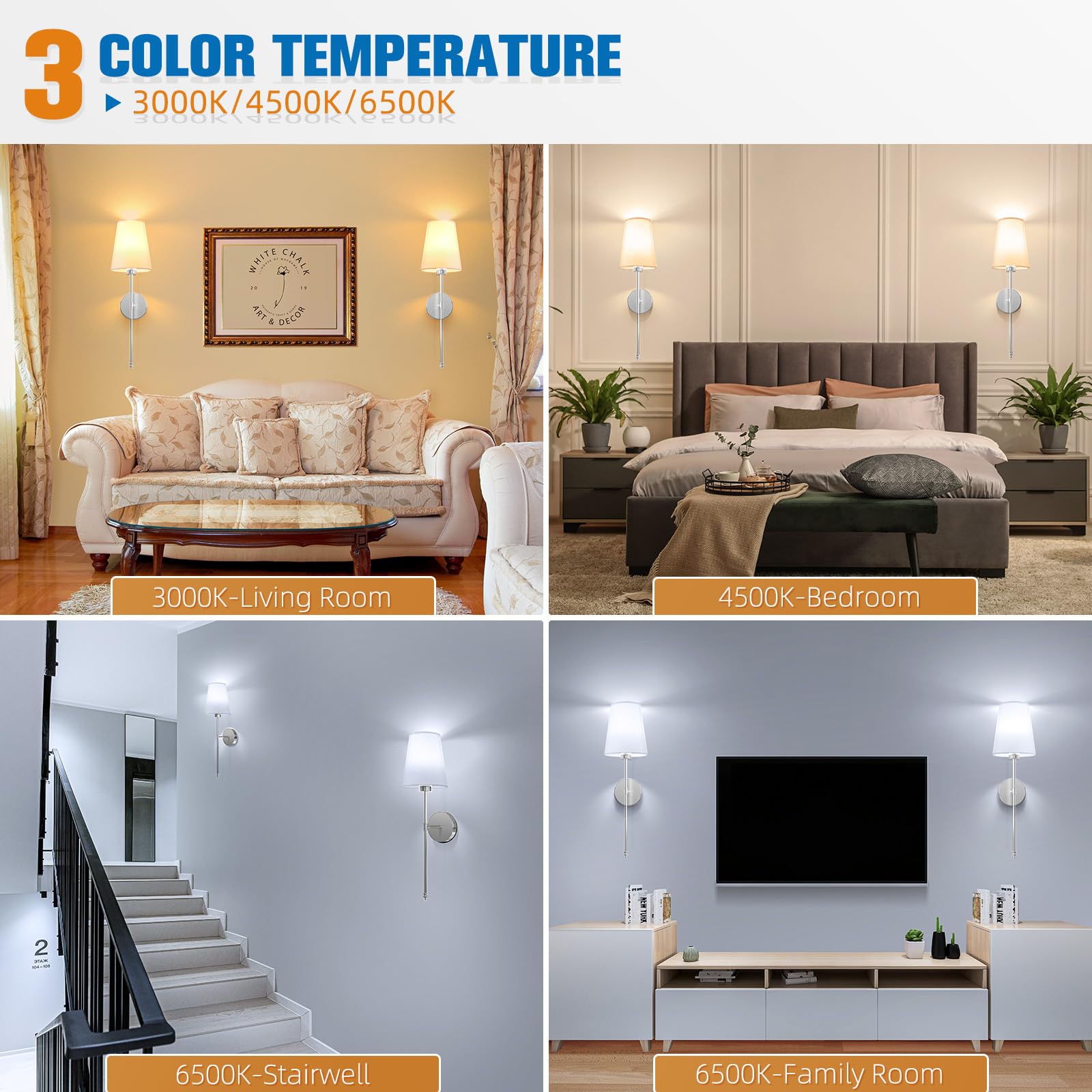NIORSUN Wall Sconce Set of 2, 25.4 inch Brushed Nickel, Metal, Rechargeable, Dimmable Bulbs, Remote Control, Model SW039