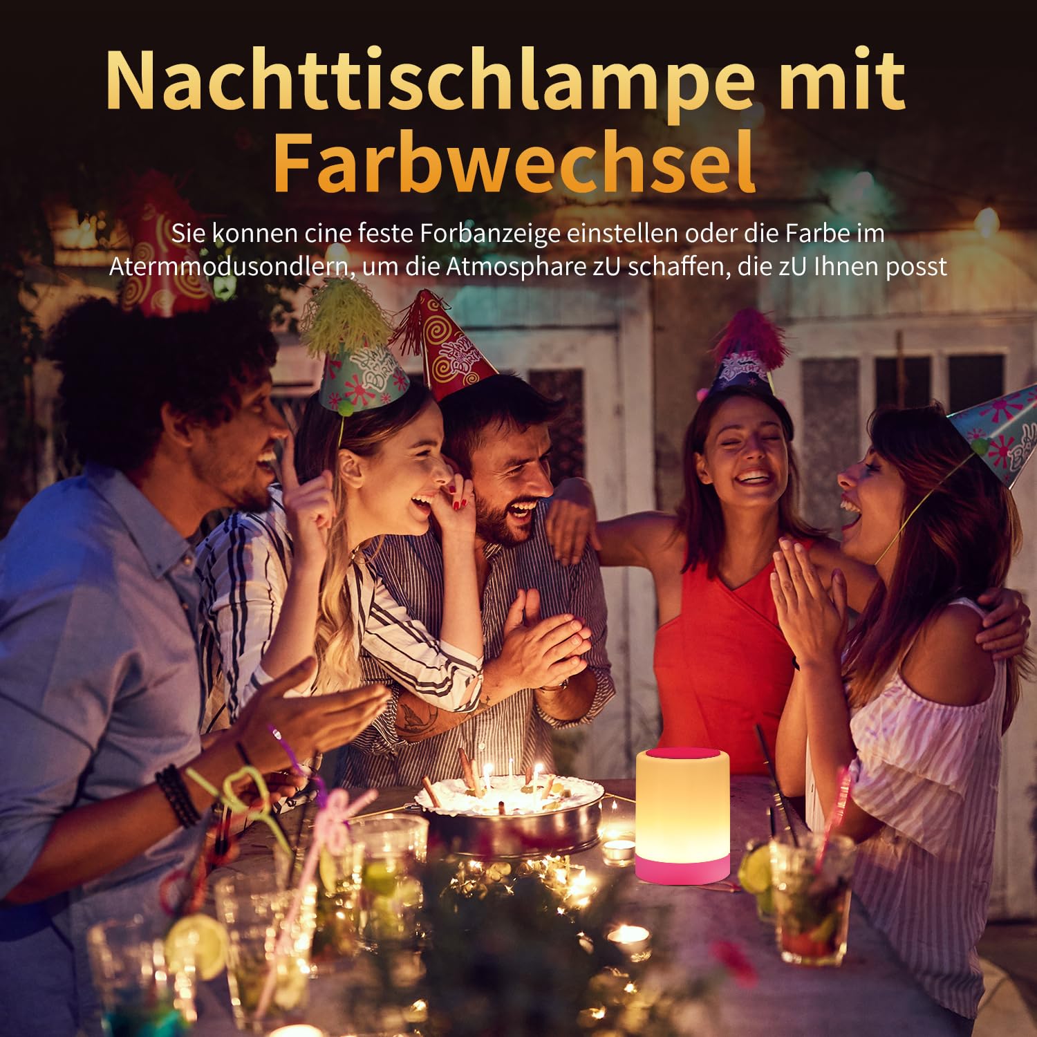 Oorun Touch Bedside Table Lamp - 13 Rgb Colors, 5 Brightness Levels, Usb Rechargeable, 3.74D X 4.8H, Pink, Model F8