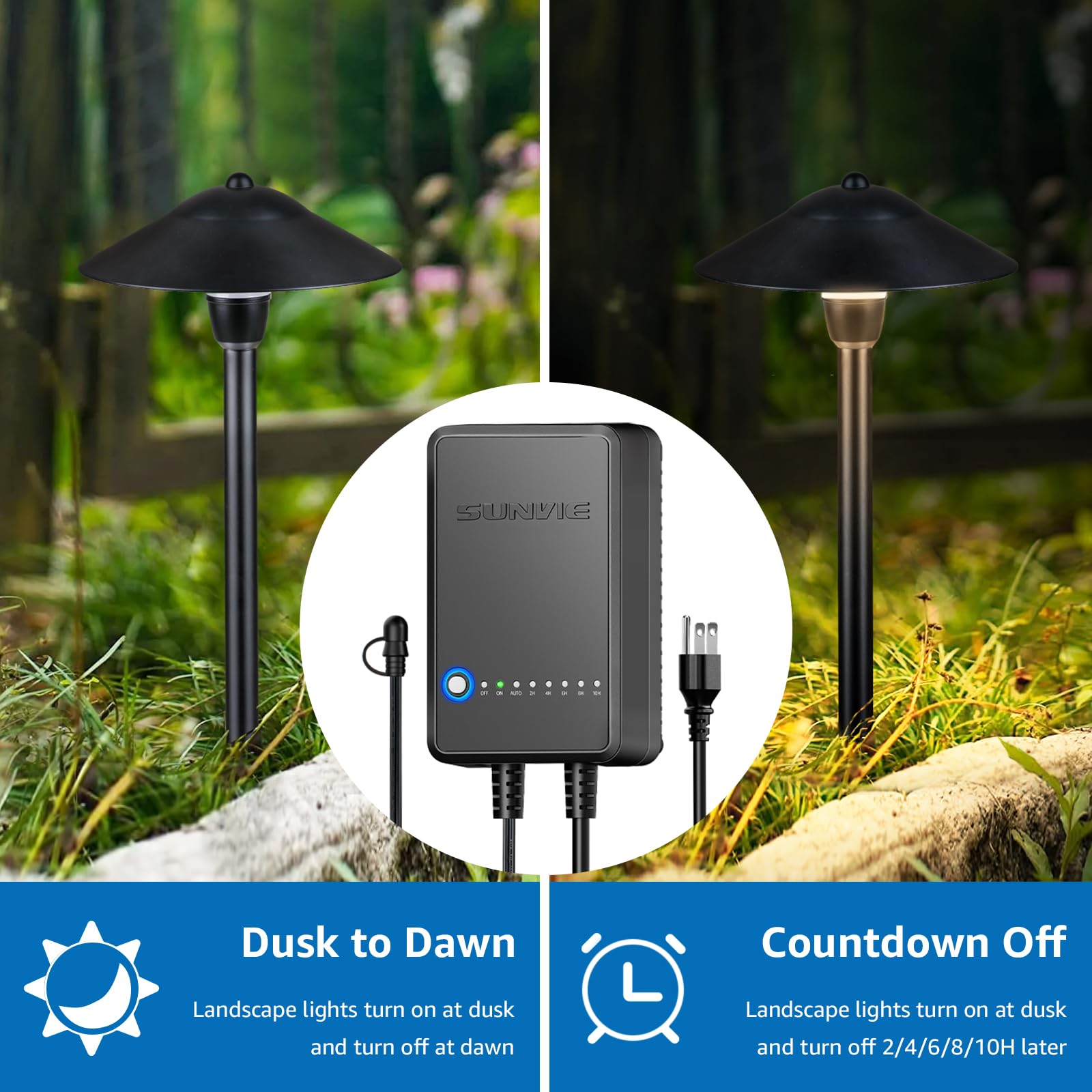 Sunvie 8-Pack Led Pathway Lights, 3000K Warm White, Low Voltage Landscape Lighting Kit