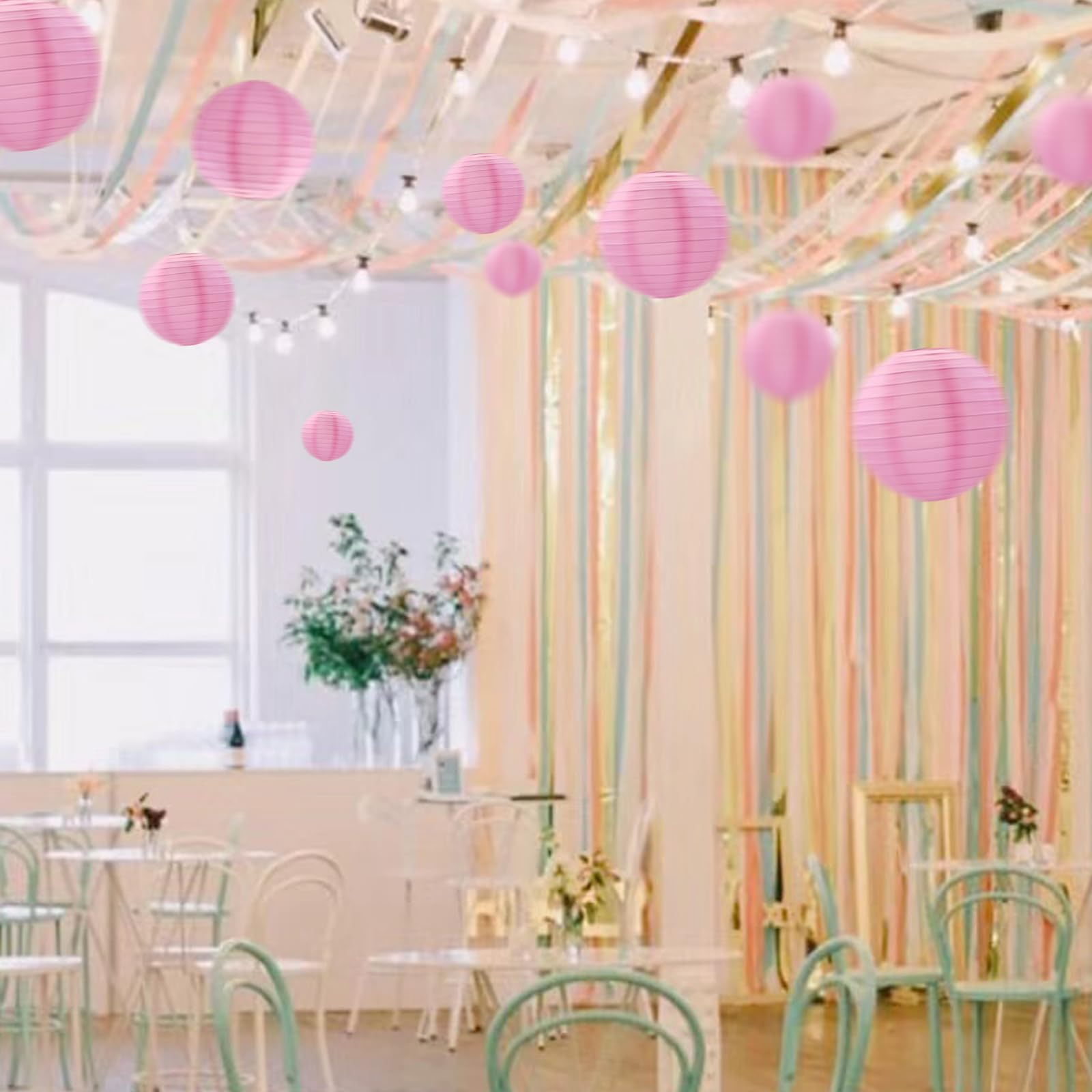 Capesaro Pink Paper Lanterns Decorative 10Pcs Party Hanging Decorations For Bachelorette Wedding Birthday Baby Shower Graduation Anniversary Mermaid Themed Room Decor Diy Activities