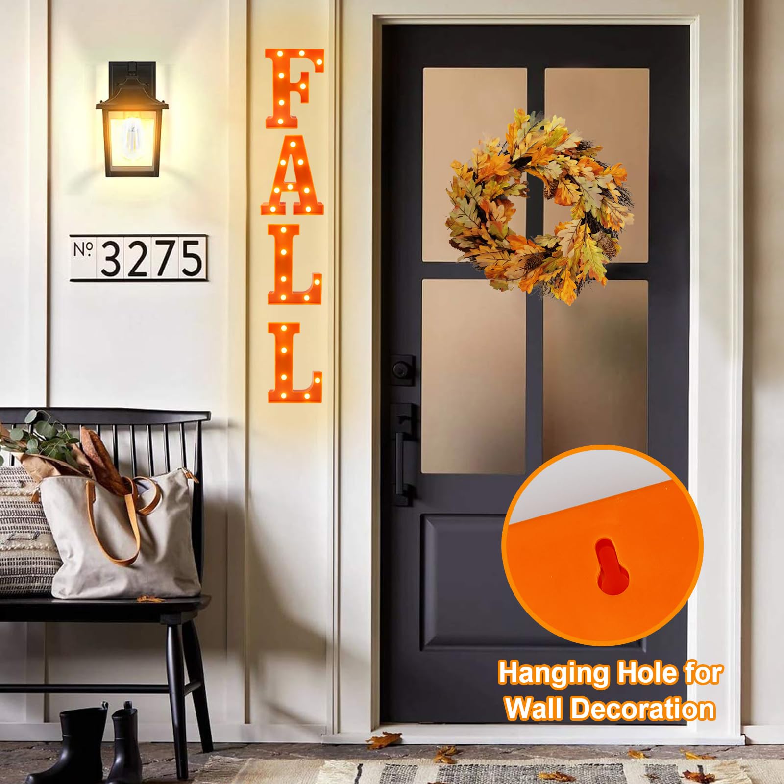 Fall Decorations for Home - Fall Room Decor - 4 LED Marquee Light Up FALL Letters Lights Sign, Battery Operated Fall Decorations