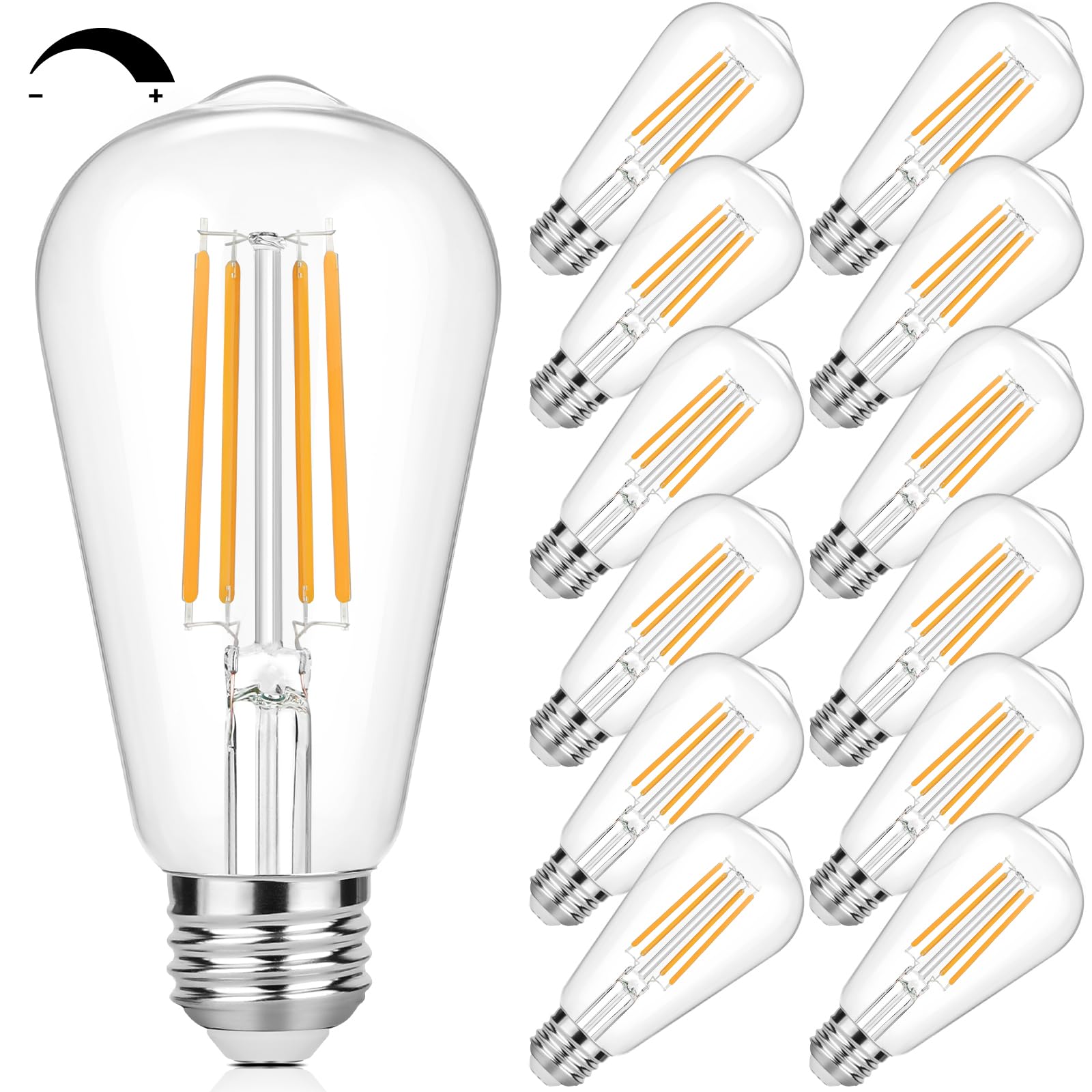 Vintage Led Edison Bulbs 60 Watt Equivalent Dimmable 7W St58 Led Filament Light Bulbs Soft White 2700K Antique Style Lighting Hi