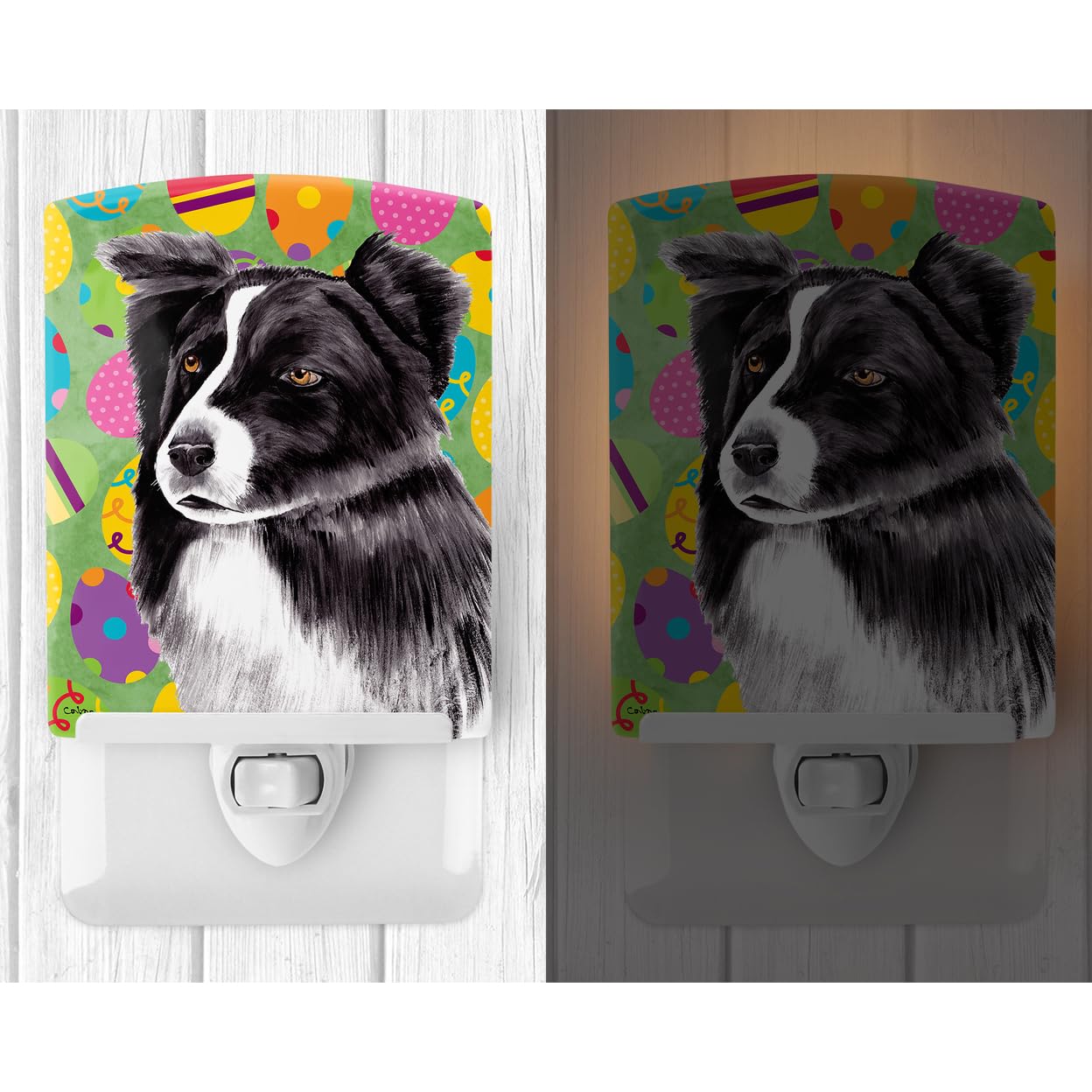 Carolines Treasures Ceramic Night Light, Border Collie Design, UL-Certified, 6x4x3in, Multicolor, Model SC9447CNL