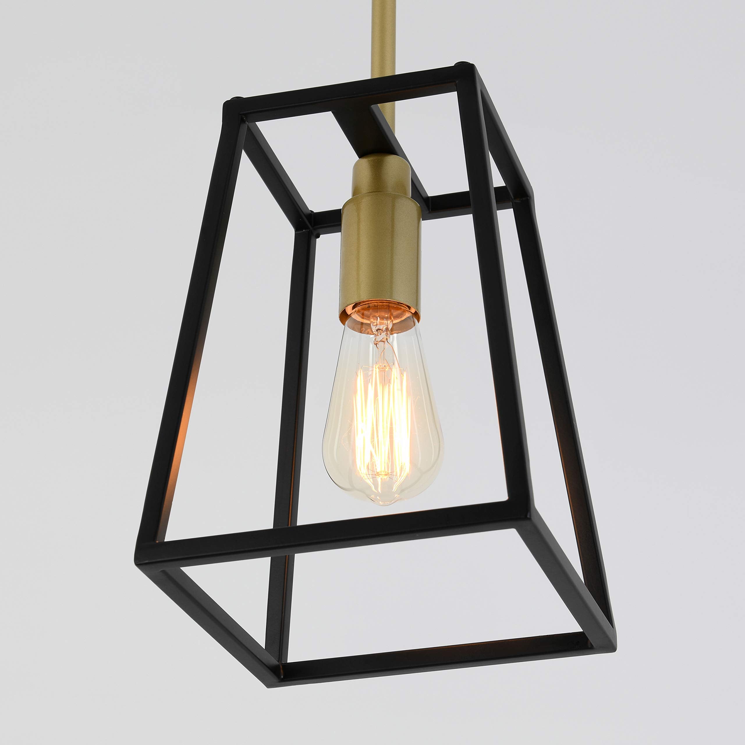 Artika 1-Light Modern Mid-Century Pendant Light Fixture, Black And Gold For Kitchen Island