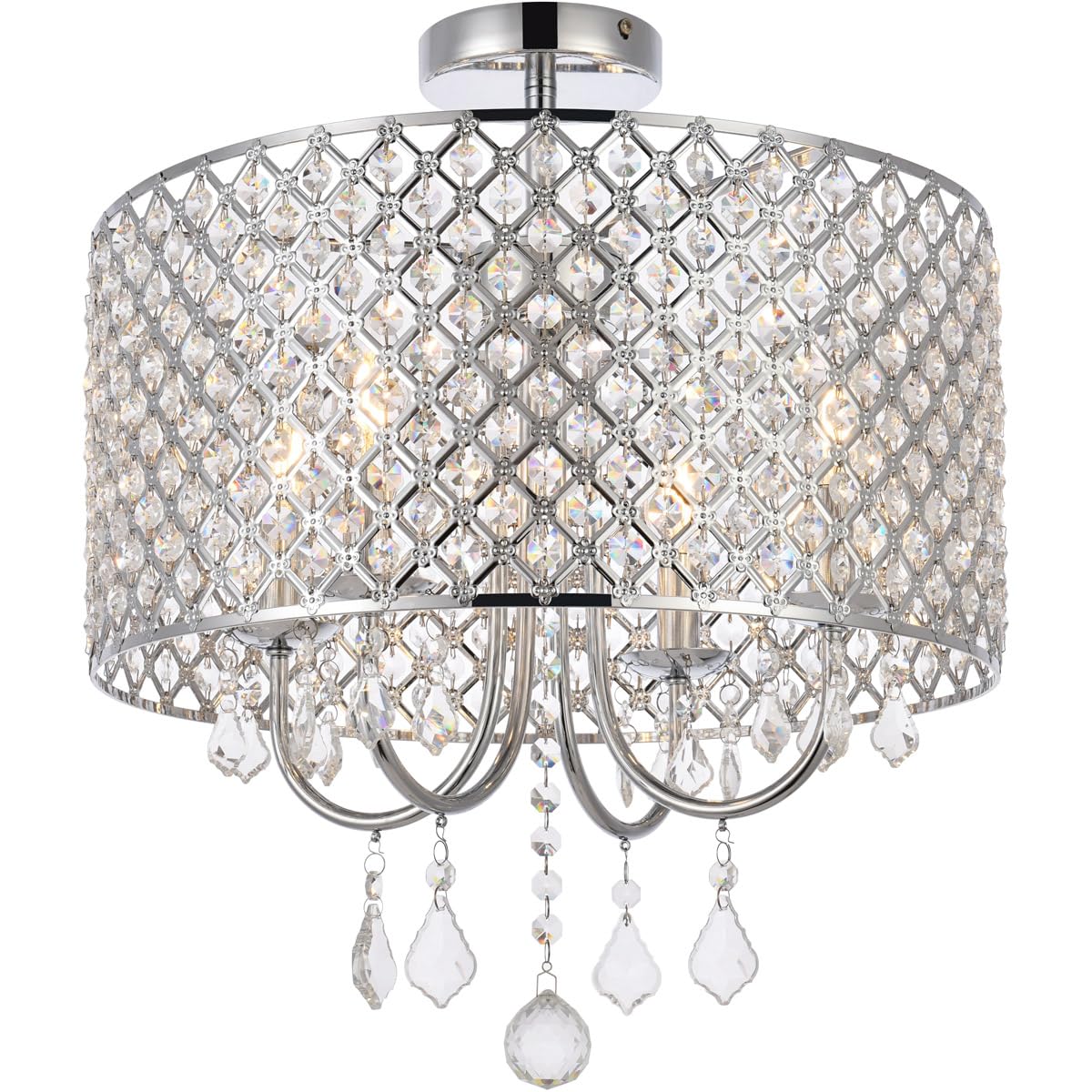 Living District 4-Light Metal Flush Mount, Chrome Finish, Model LD710F17C