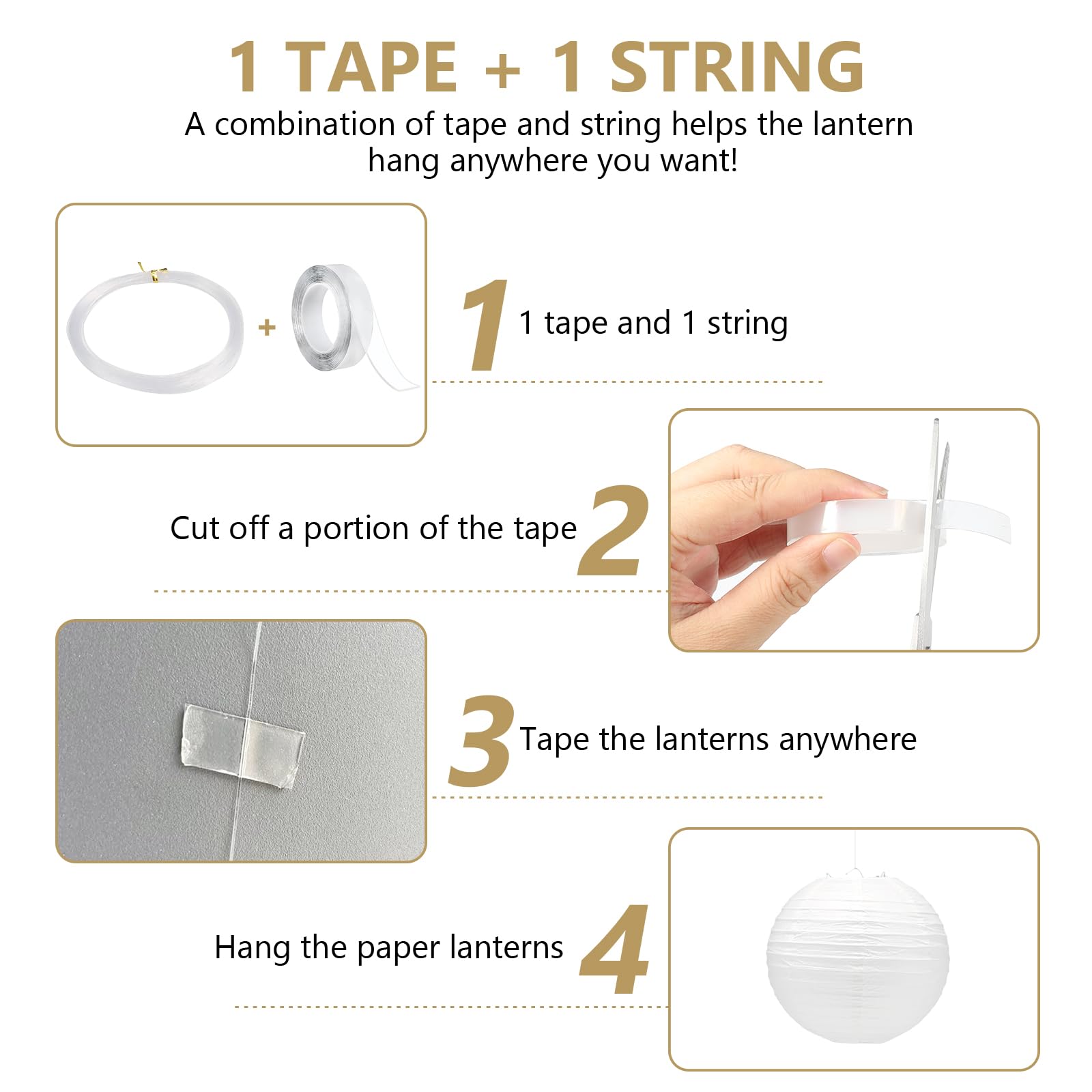 16 Pack Blue White Paper Lanterns Decorative,Hanging Round Paper Lantern Party Supplies With Tape And String For Graduation Wedd