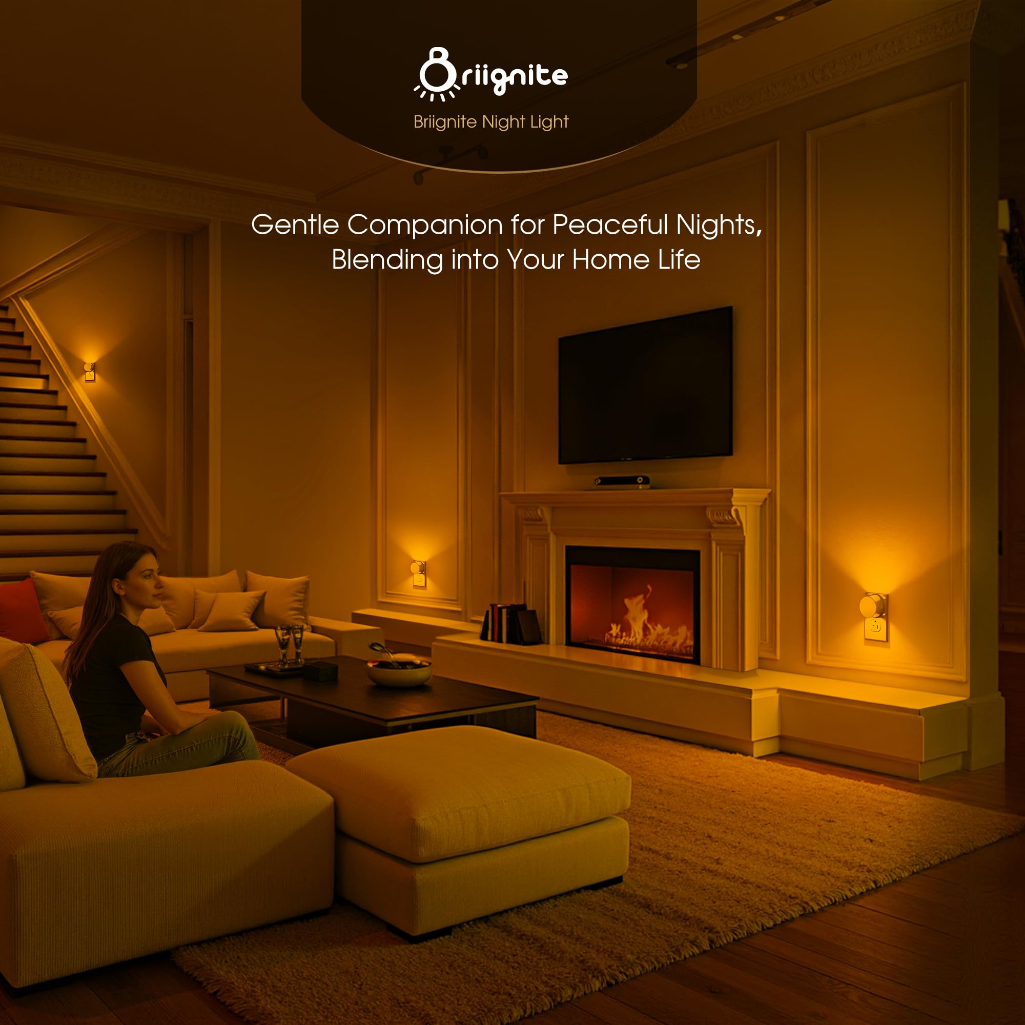 Night Light [2 Pack], Night Lights Plug Into Wall, 3 Adjustable Brightness Levels, Dusk To Dawn Sensor, Soft Amber Glow, Ideal N