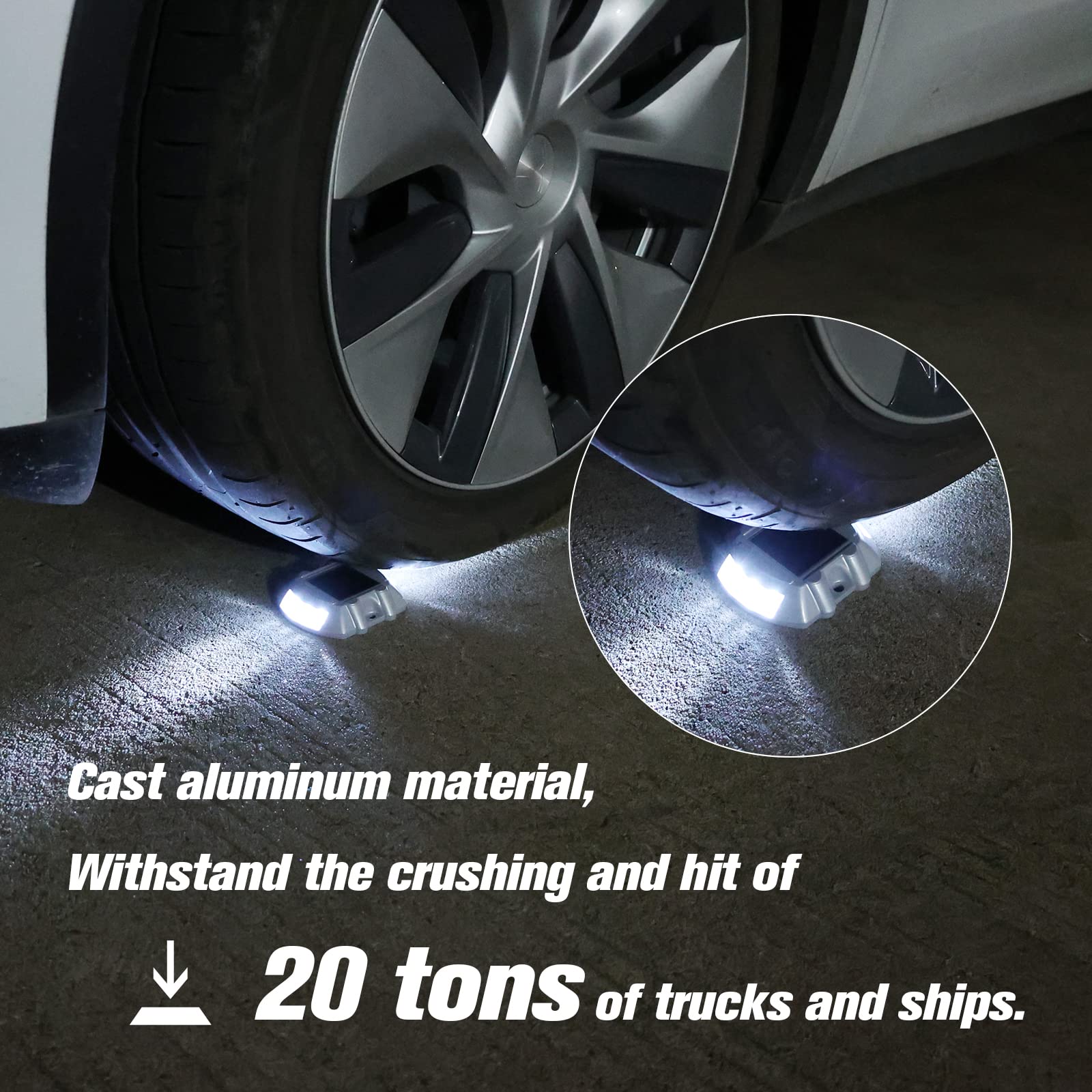 Volisun Solar Deck Lights Driveway Dock Lights, 8-Pack Led Ip67 Waterproof Outdoor Warning Step Lights For Driveway Sidewalk Gar