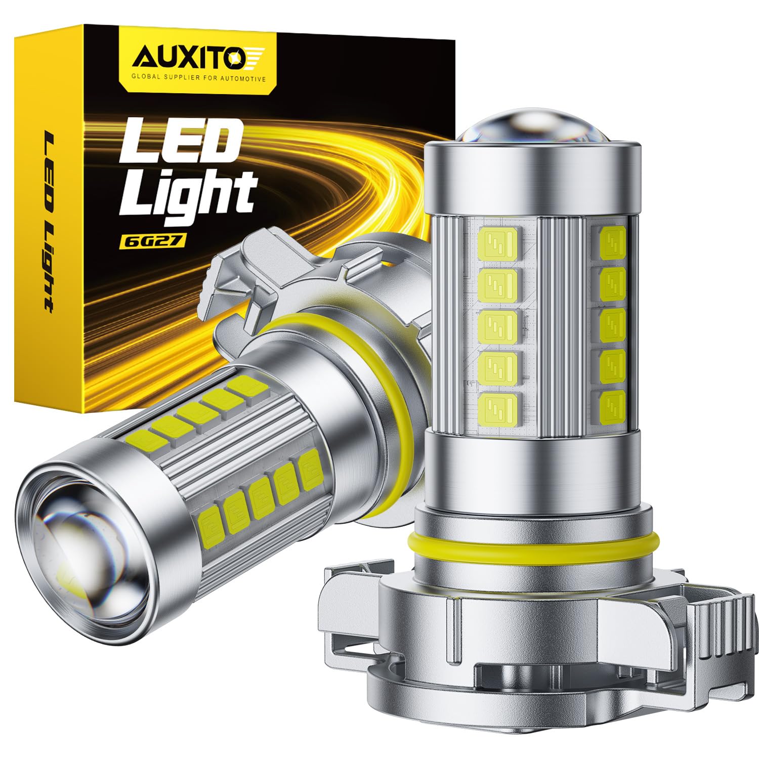 AUXITO 5202 LED Fog Light Bulbs or DRL, True 1:1 Mini Size, 6500K Cool White 5202 Replacement for Cars, Trucks, SUVs, Non-polari