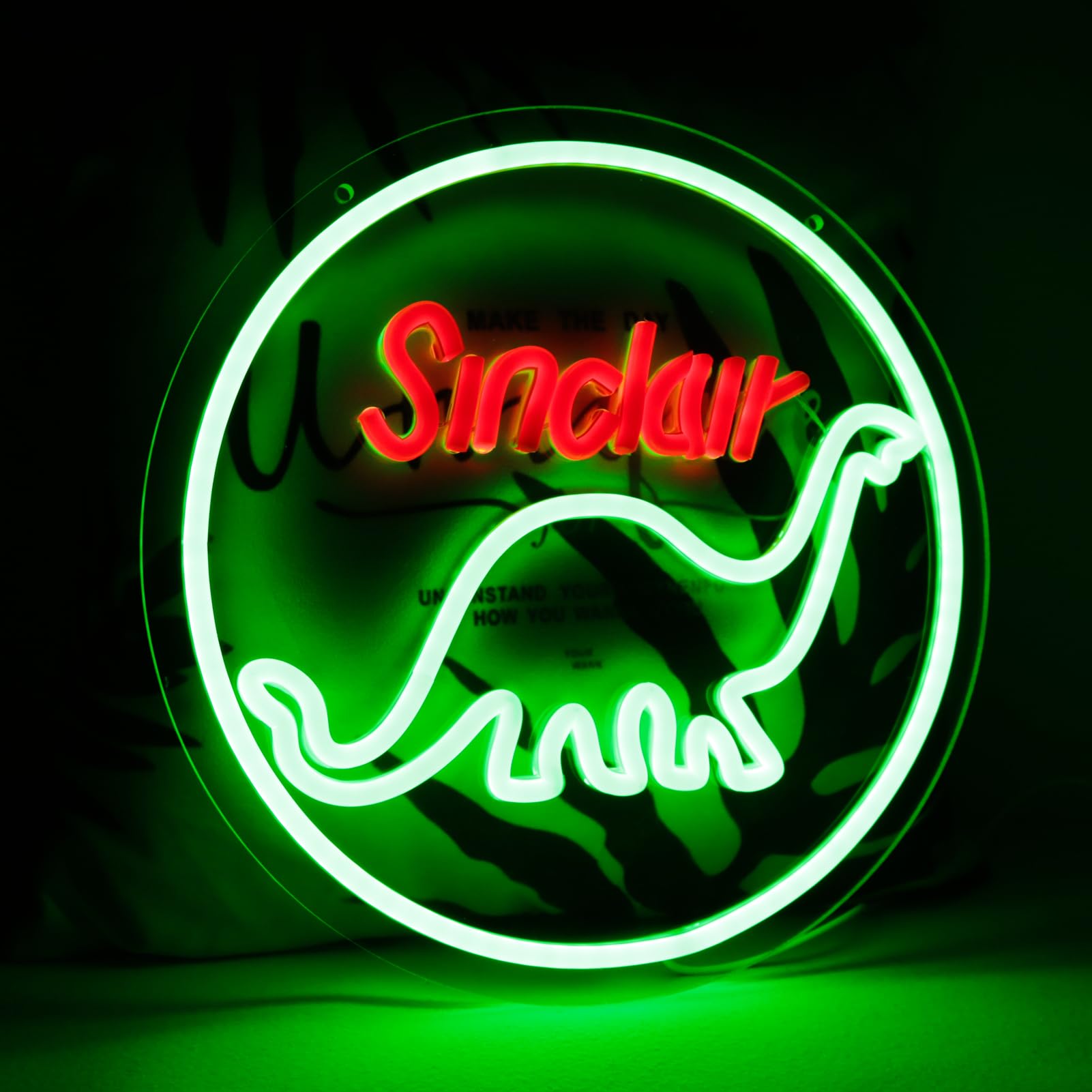 Pugna Neon Dinosaur Wall Sign - 12.2inx12.2in Cute LED Light for Bedroom, Man Cave, Christmas Gift