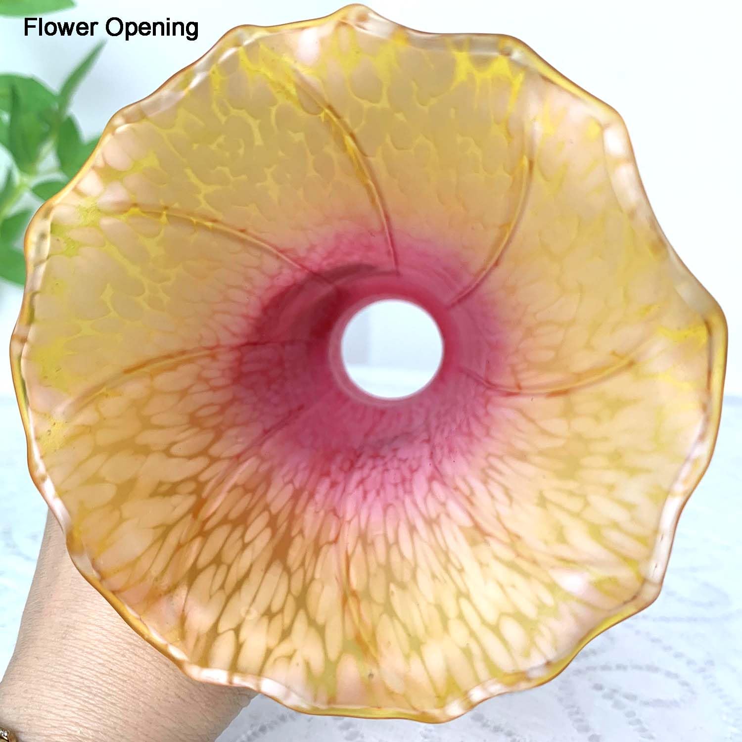 Bieye Ls69 Lily Flower Blown Glass Lampshade (Red Yellow, Opening I.D. 1.26'' X O.D. 1.5'')
