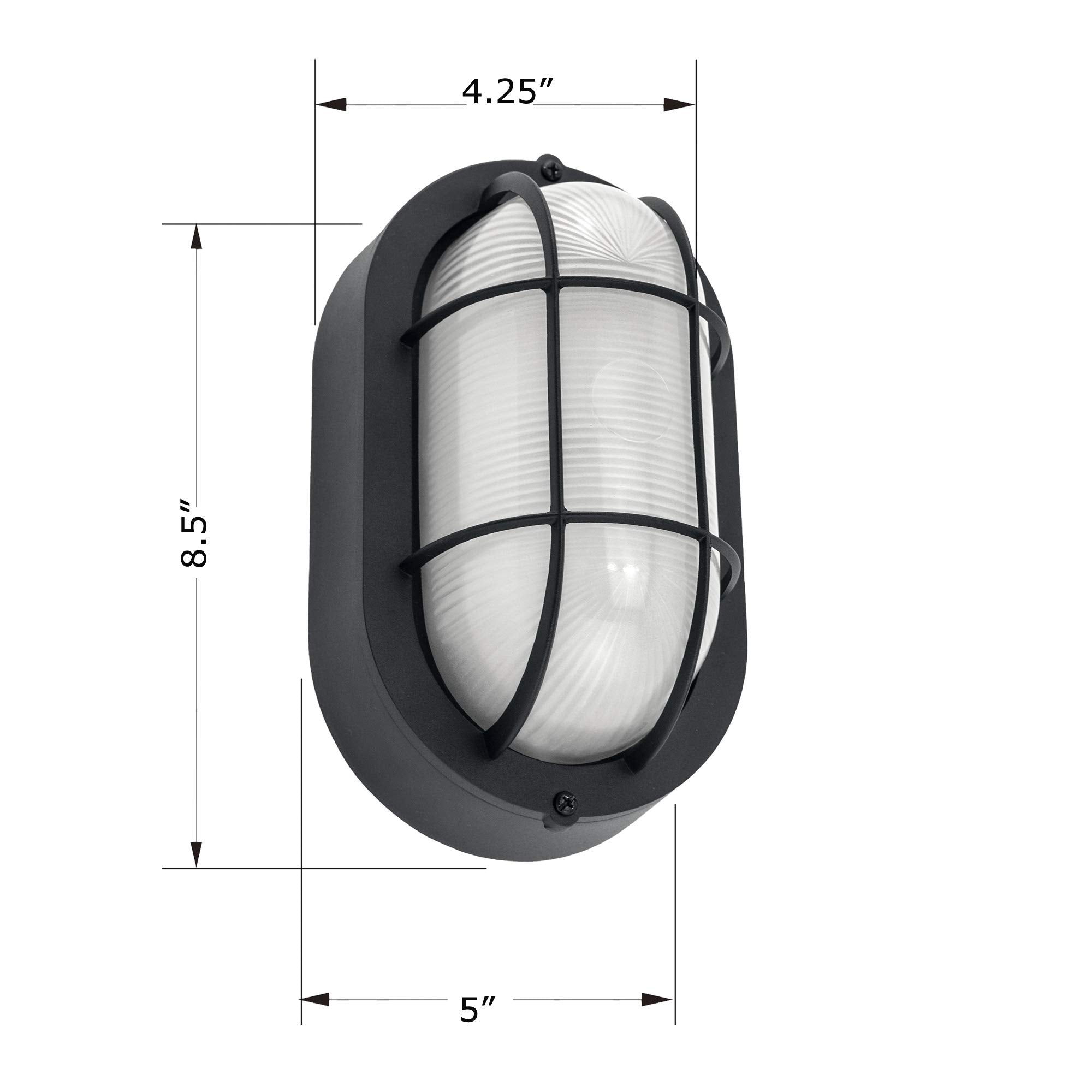 Yaokuem Outdoor Led Bulkhead Light Worked As Outdoor Flush Mount Ceiling Light, Wall Lantern, 6W 520Lumens 5000K Daylight, Dimma