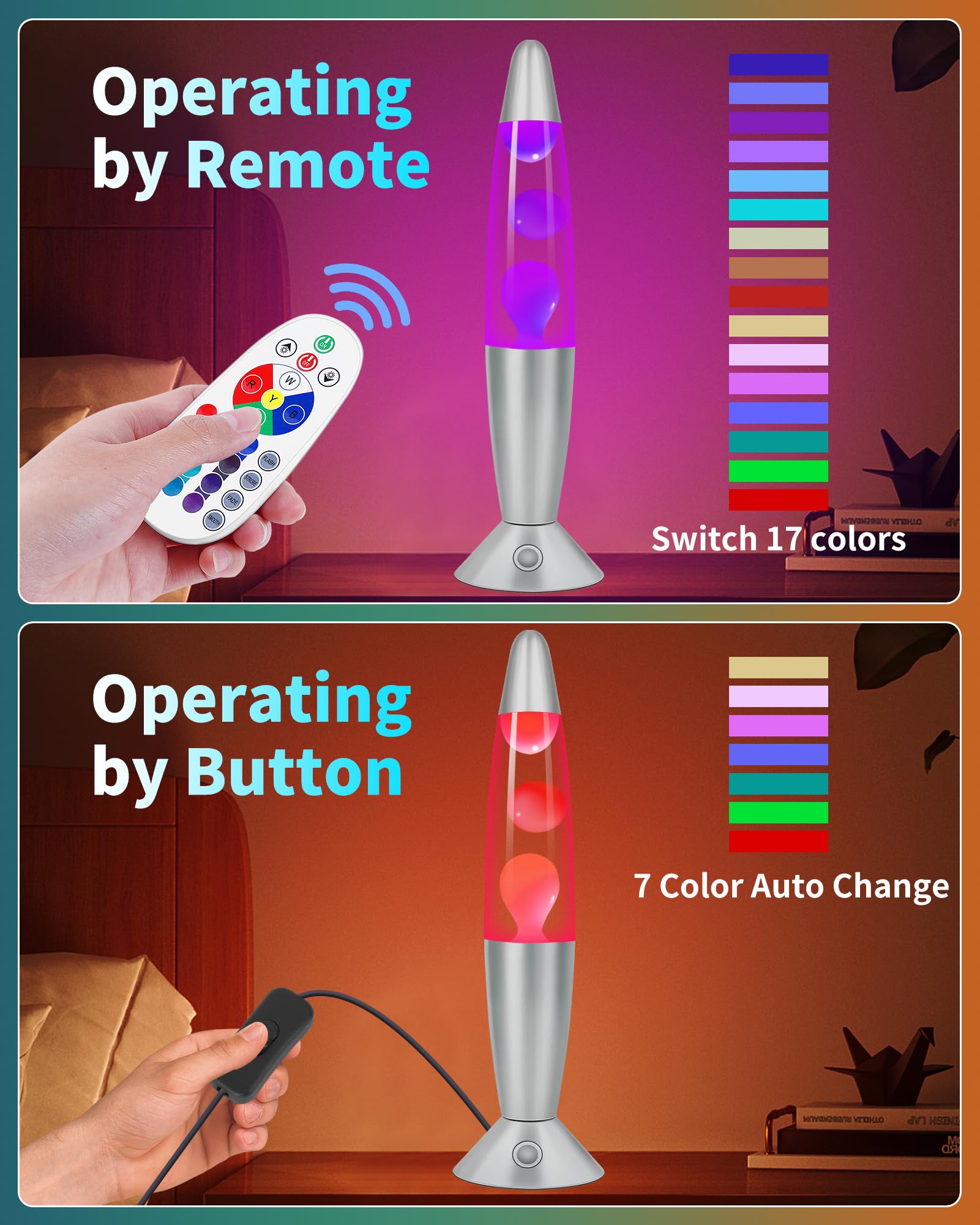 Elomavapa LED Night Light Lamp with Remote, 17 Colors, 13.5in White Table Lamp, Relaxing Glitter Mood Lighting for Kids & mature-themeds