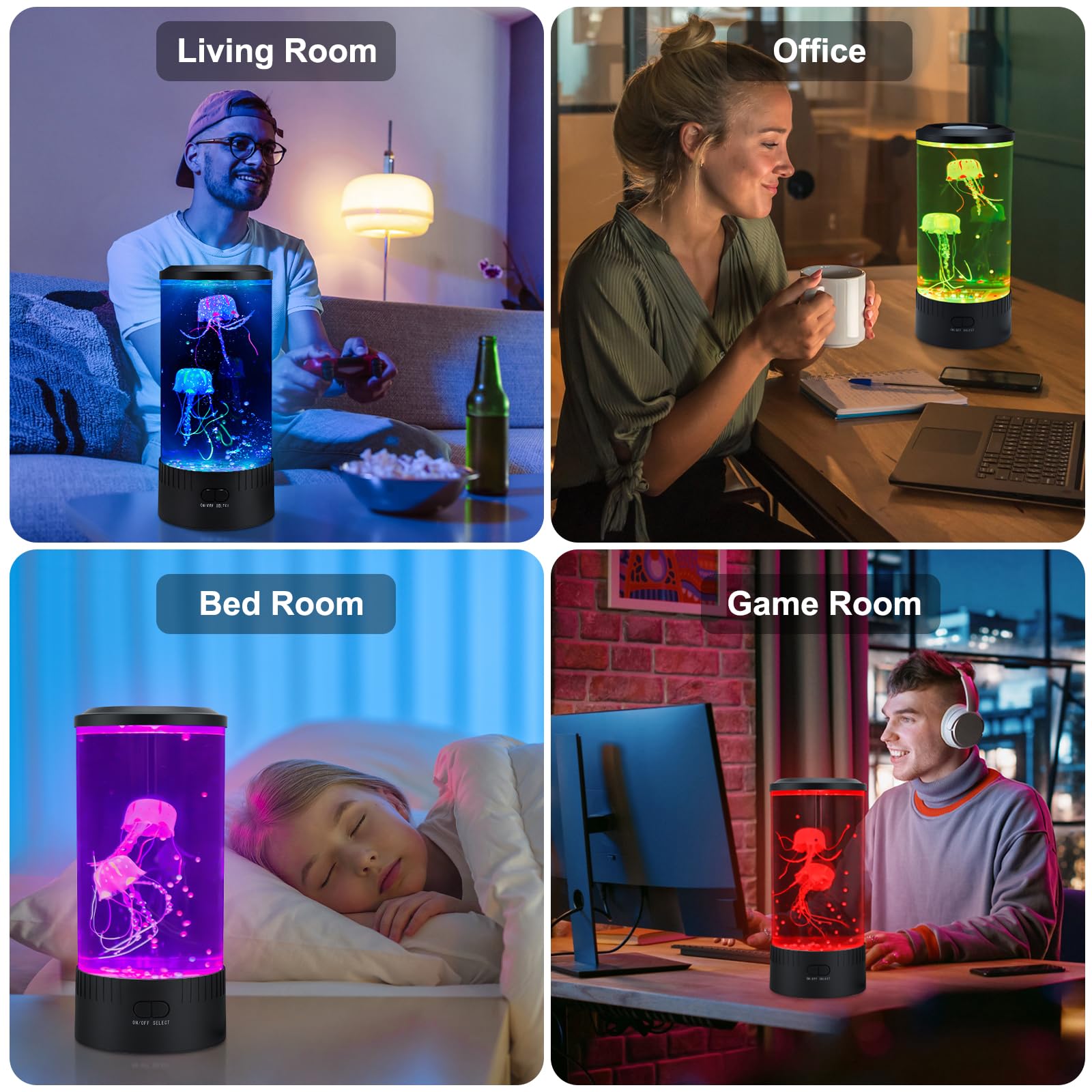 Relity Jellyfish Tank Table Lamp Remote Control With Color Changing Light Gift For Kids Men Women Home Deco For Room Mood Light